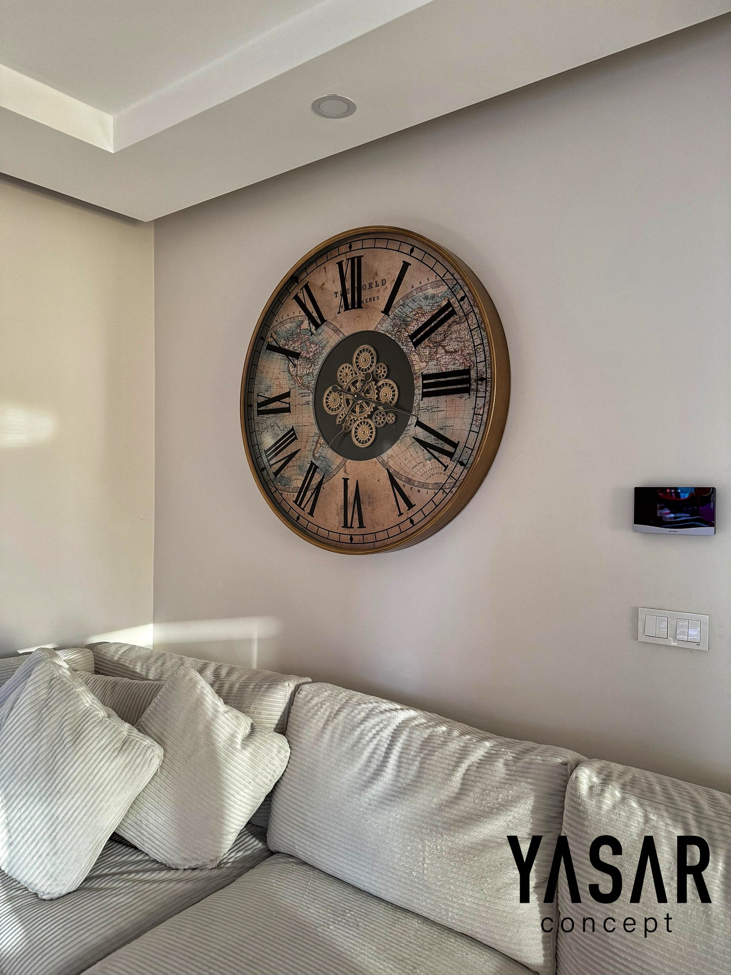 Gloworld Dünya Haritalı Çarklı Duvar Saati 100 Cm