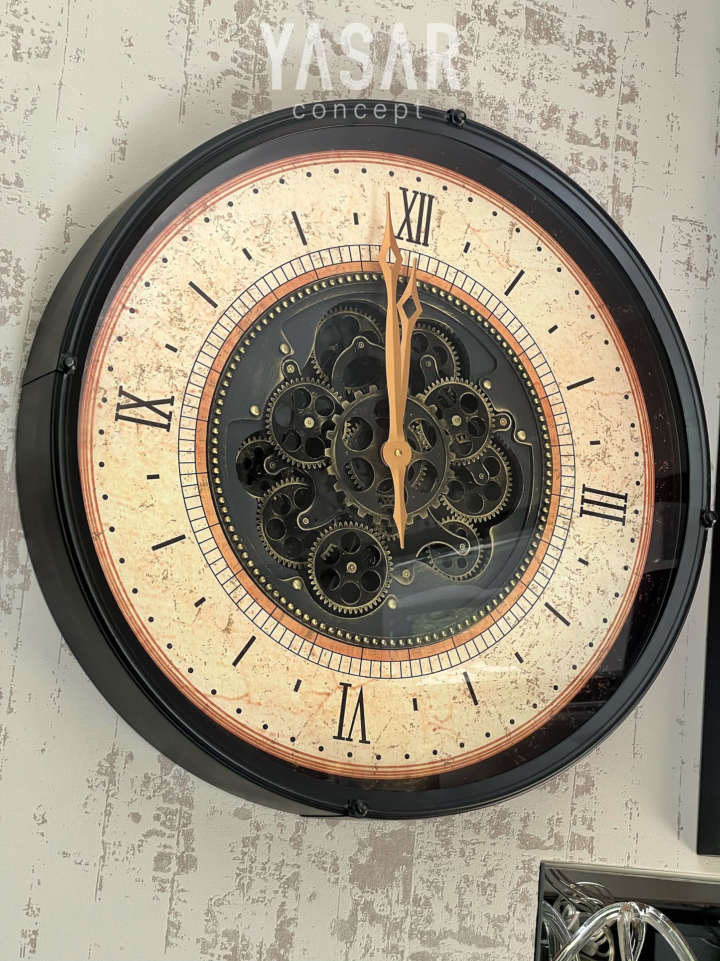 Chronowheel Metal Çarklı Duvar Saati 60 Cm