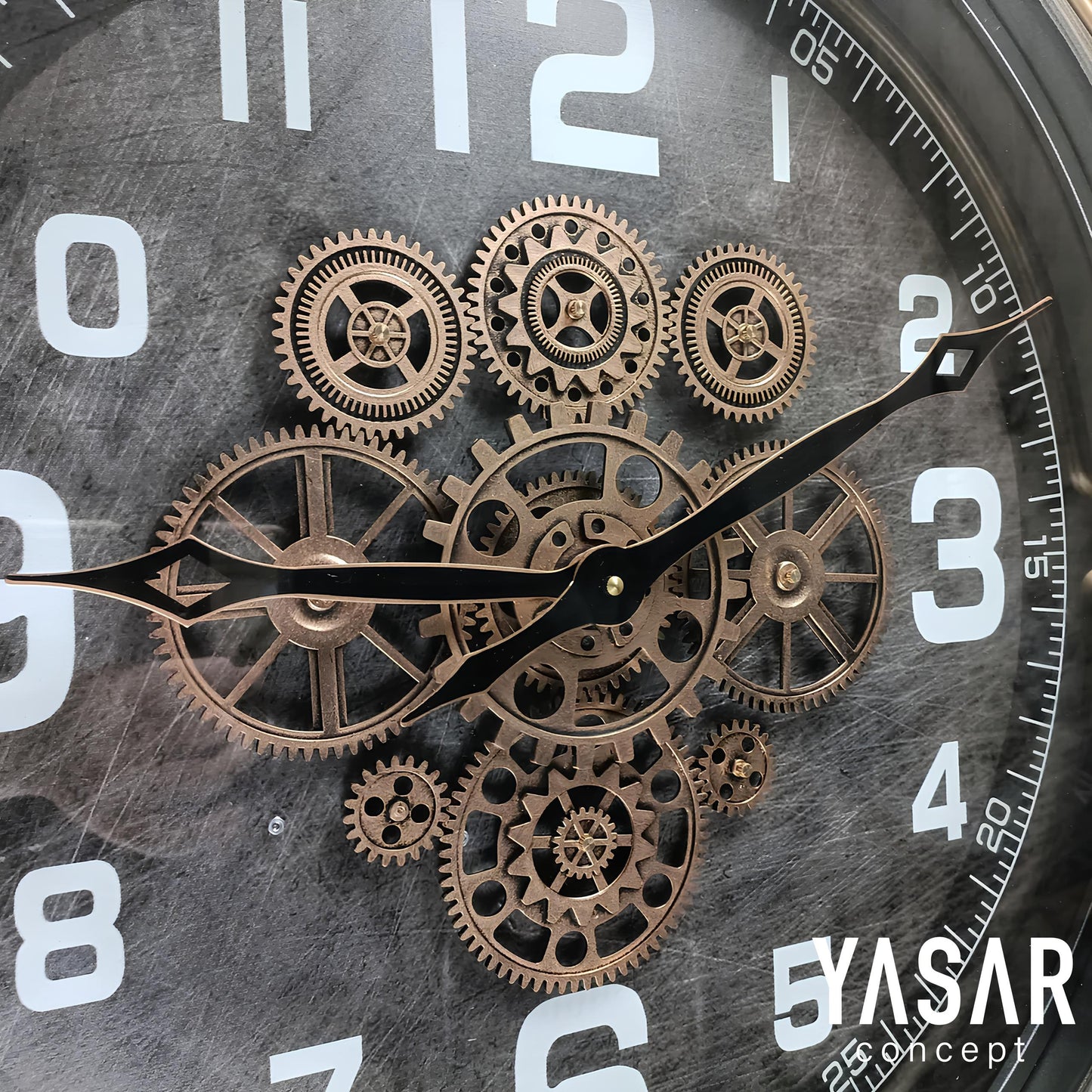 Twelve Metal Çarklı Duvar Saati 60 Cm