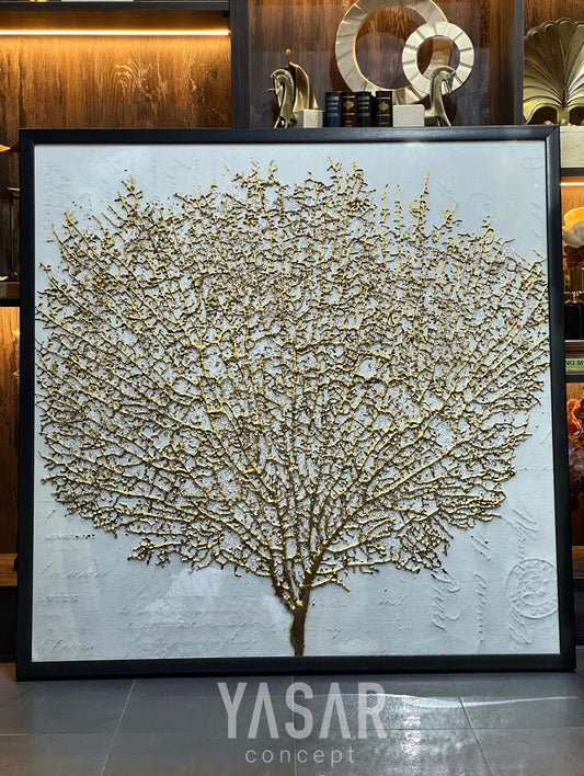 Ağaç Kristal Epoksi Taşlı Reçine Tablo 105x105 Cm