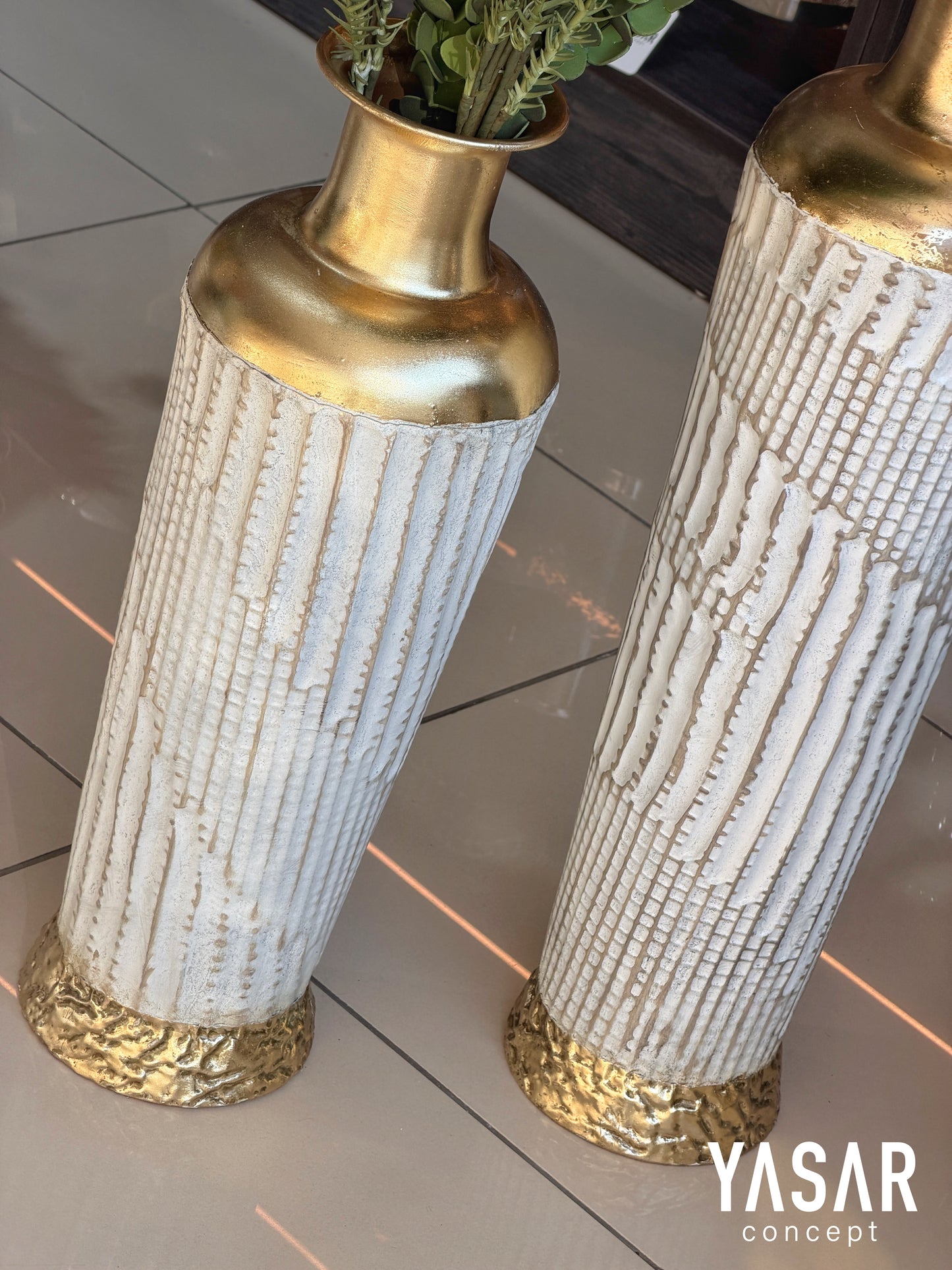 Belleville Metal Yer Vazosu Set 20x60 Cm ve 20x72 Cm
