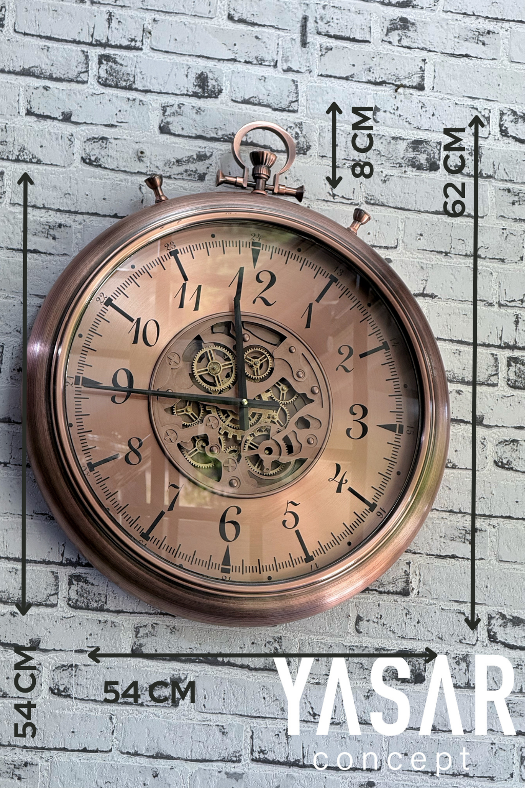 Chronovia Metal Çarklı Duvar Saati Rose 60 Cm