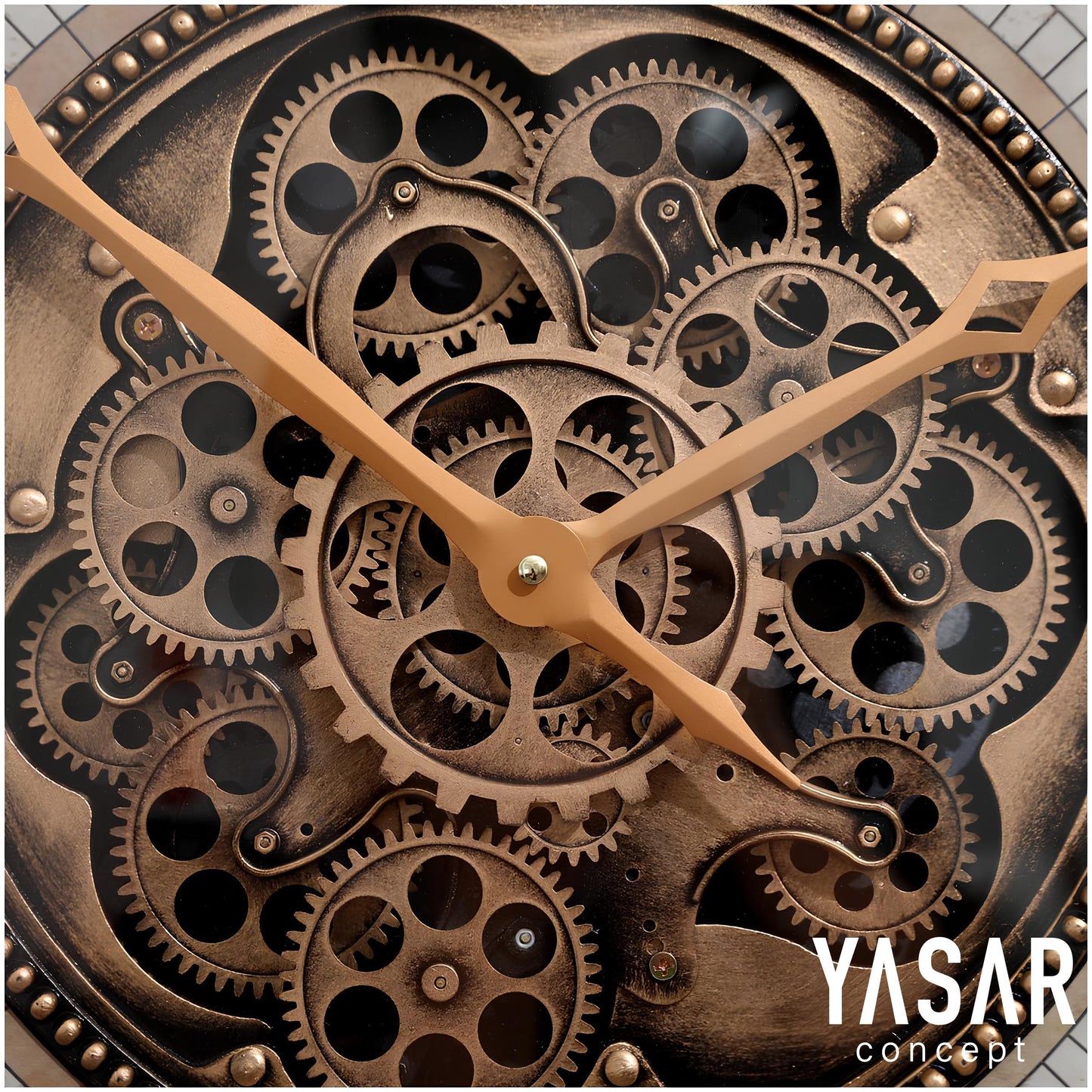 Chronowheel Metal Çarklı Duvar Saati Antik Gold 60 Cm