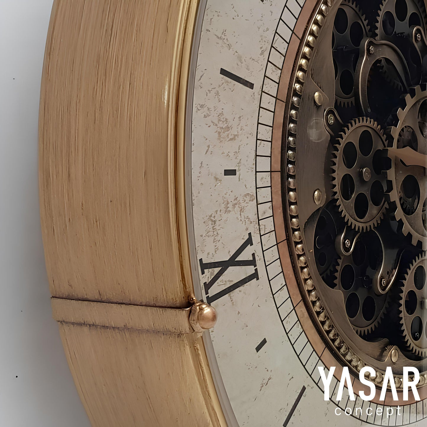 Chronowheel Metal Çarklı Duvar Saati Antik Gold 60 Cm