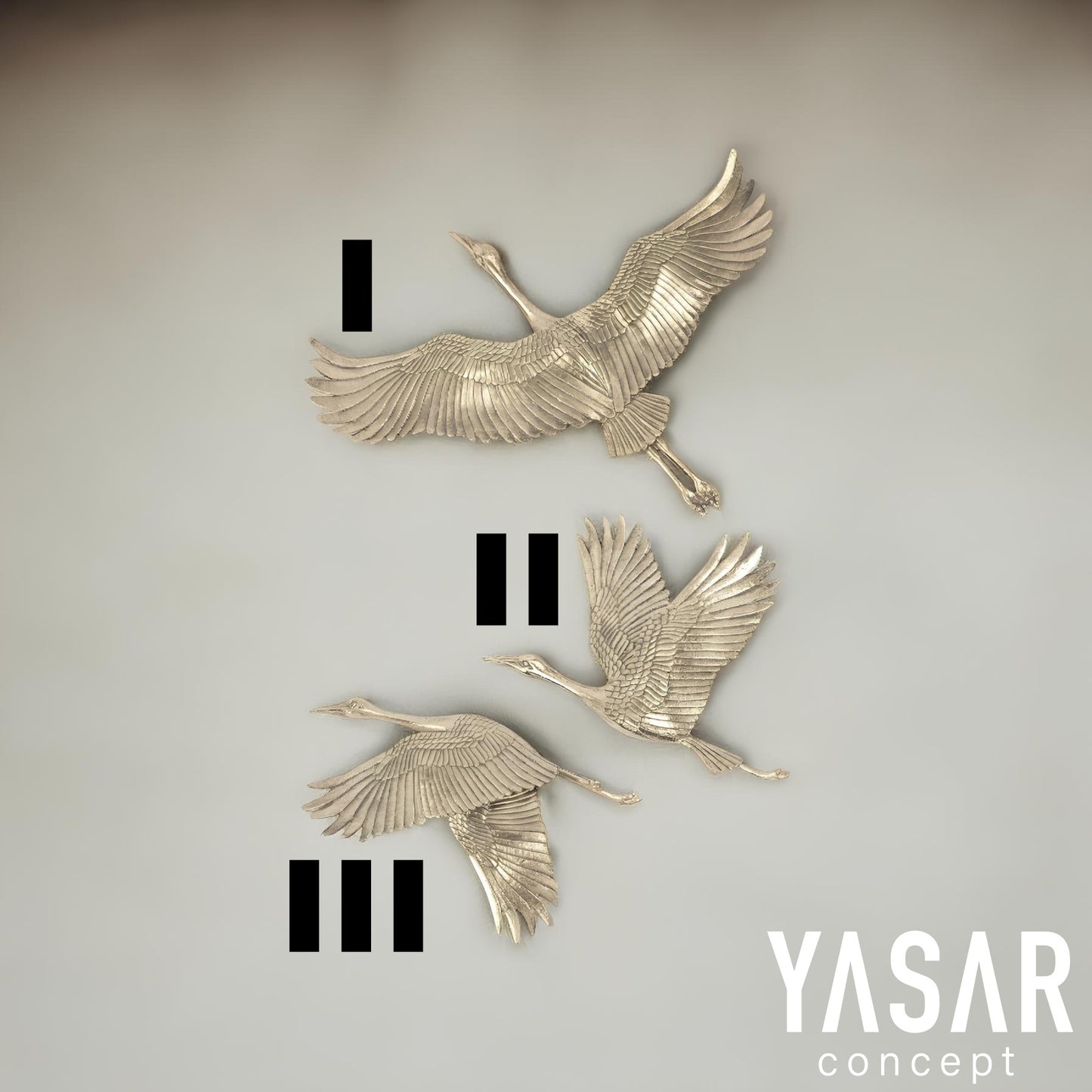Turna Kuşu Metal Duvar Aksesuarı Set Üçlü