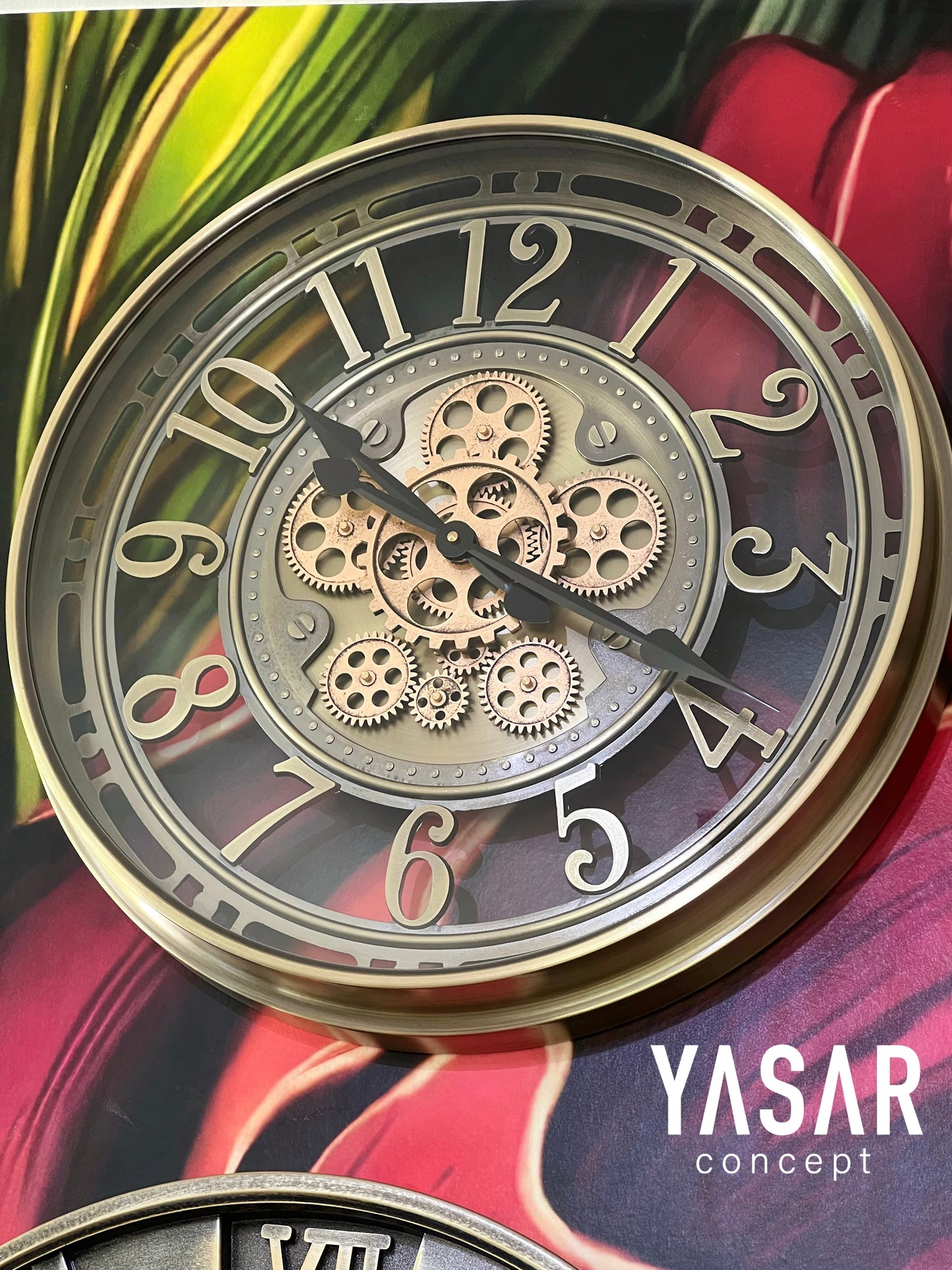 Rotenzo Metal Çarklı Duvar Saati 55 Cm