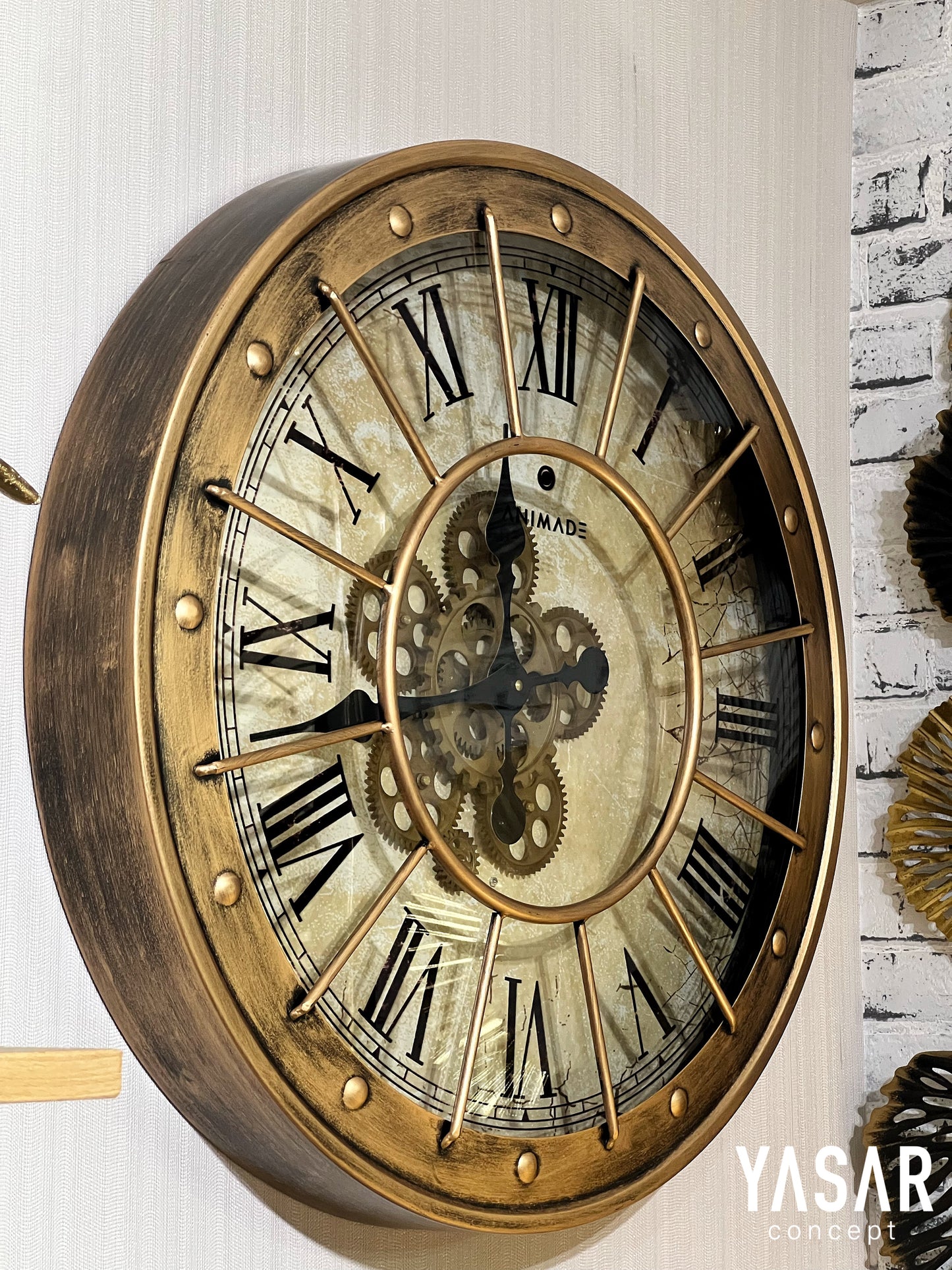 Elmsford Metal Çarklı Duvar Saati 60 Cm