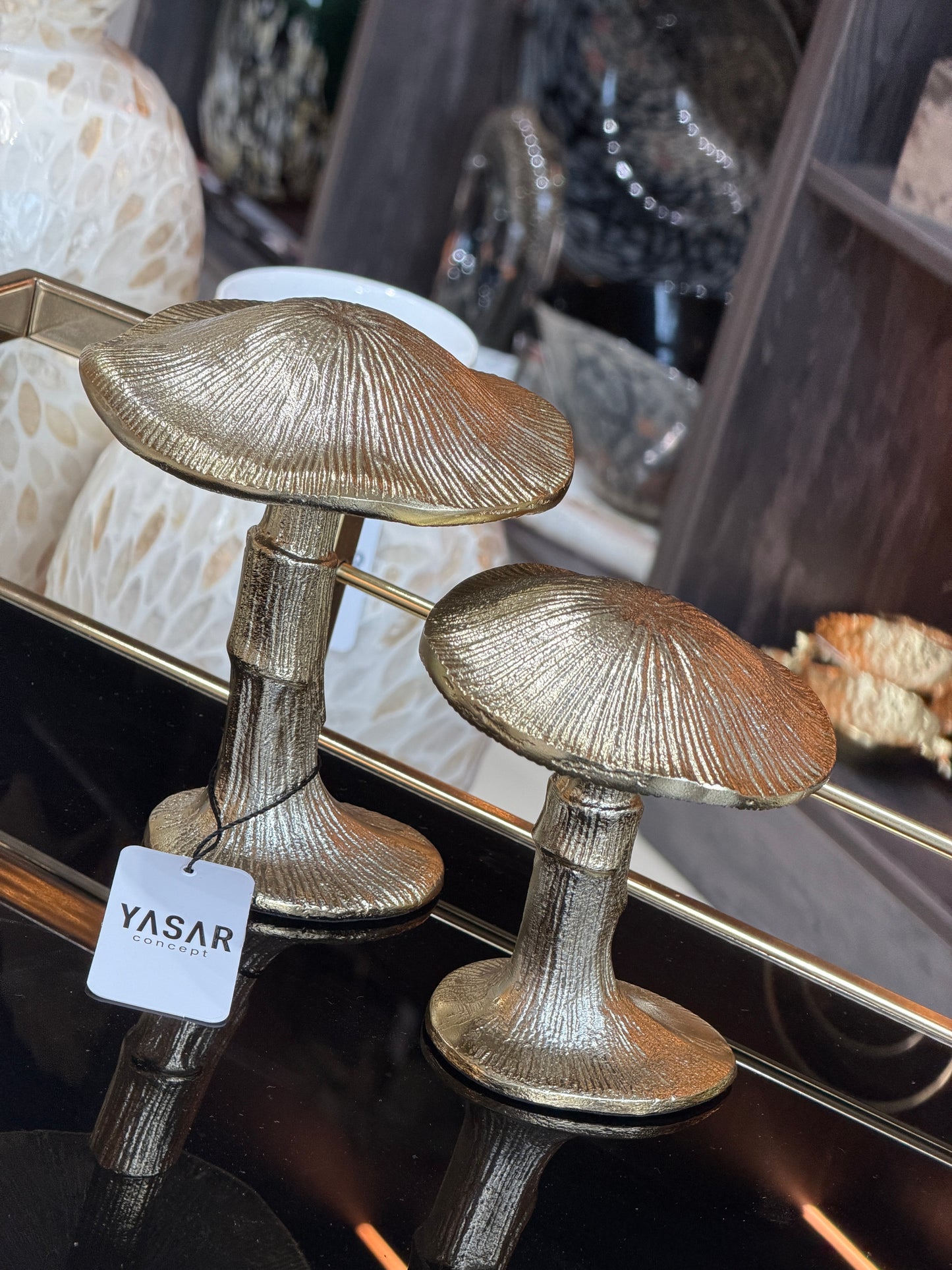 Morchea Metal Mantar Dekor Set Gold