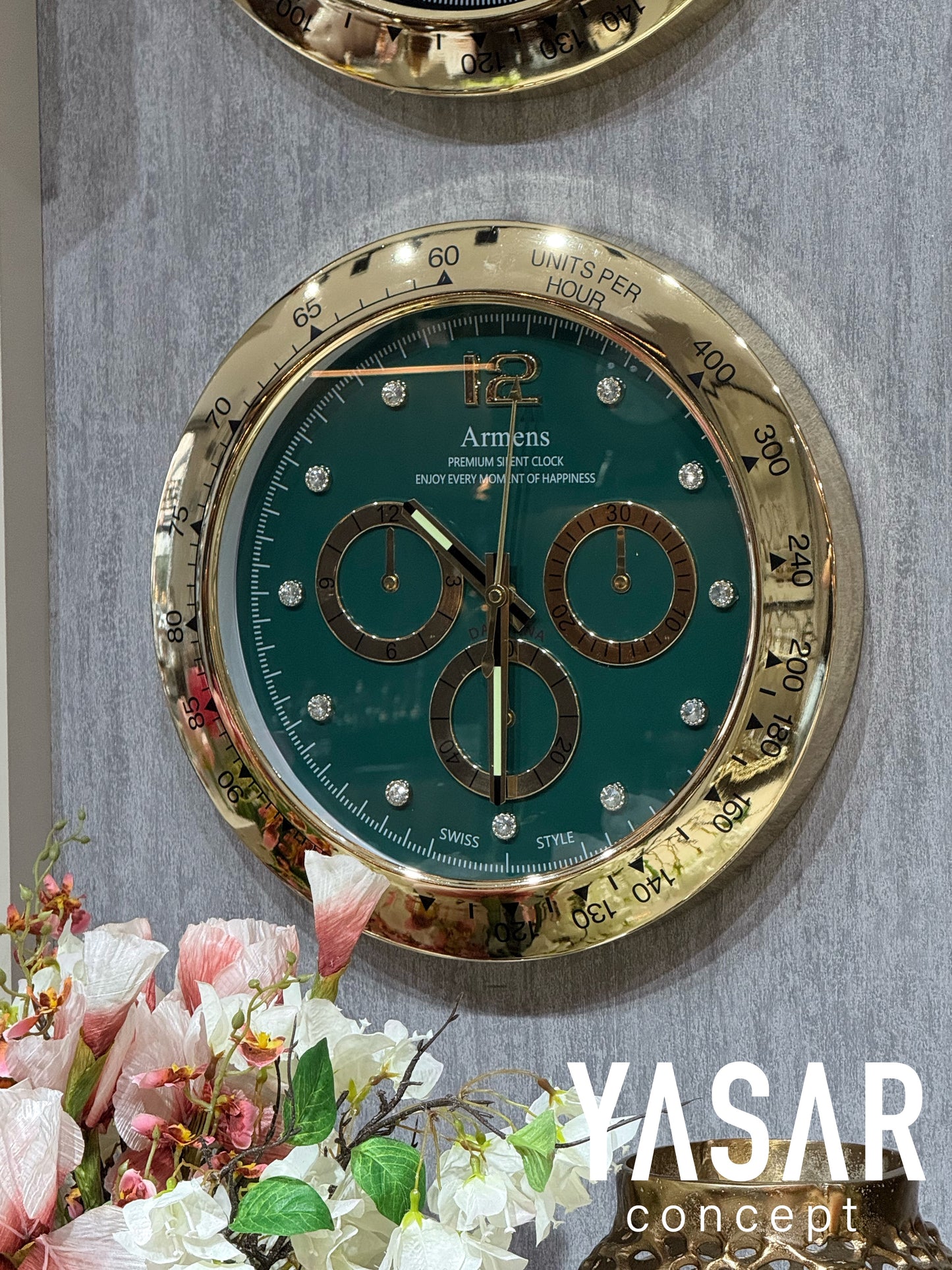 Rexhorloge Metal Duvar Saati 40 Cm Yeşil