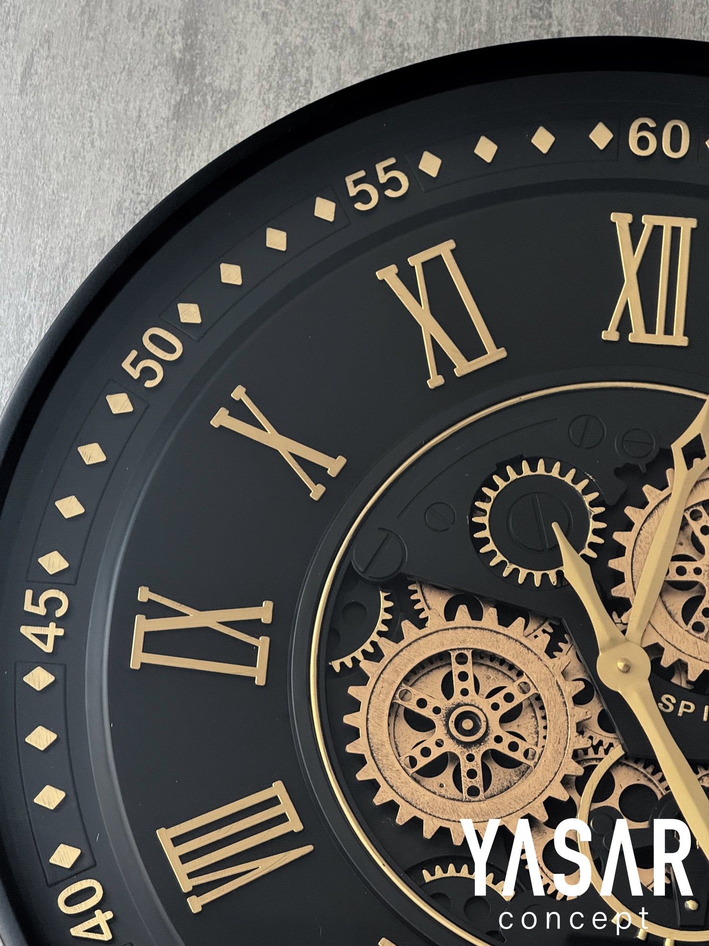 Obsidian Metal Çarklı Duvar Saati 60 Cm