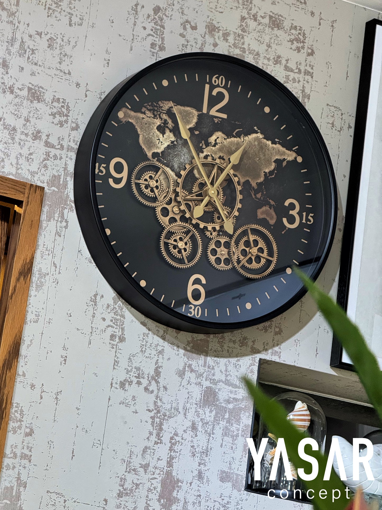 Maptick Metal Çarklı Duvar Saati 60 Cm