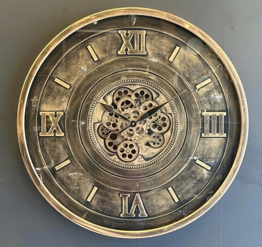 Ashbourne Metal Çarklı Duvar Saati 80 Cm