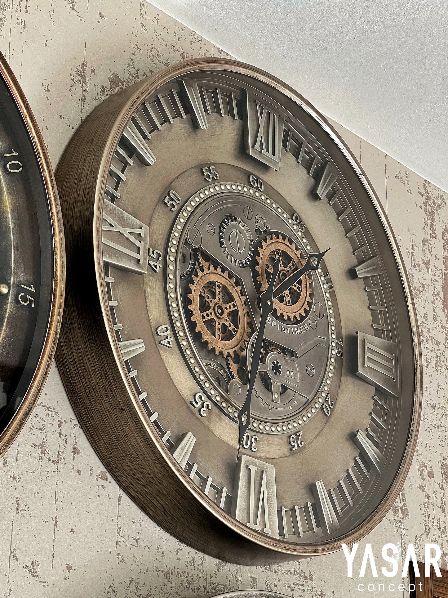 Rotavera Metal Çarklı Duvar Saati 60 Cm