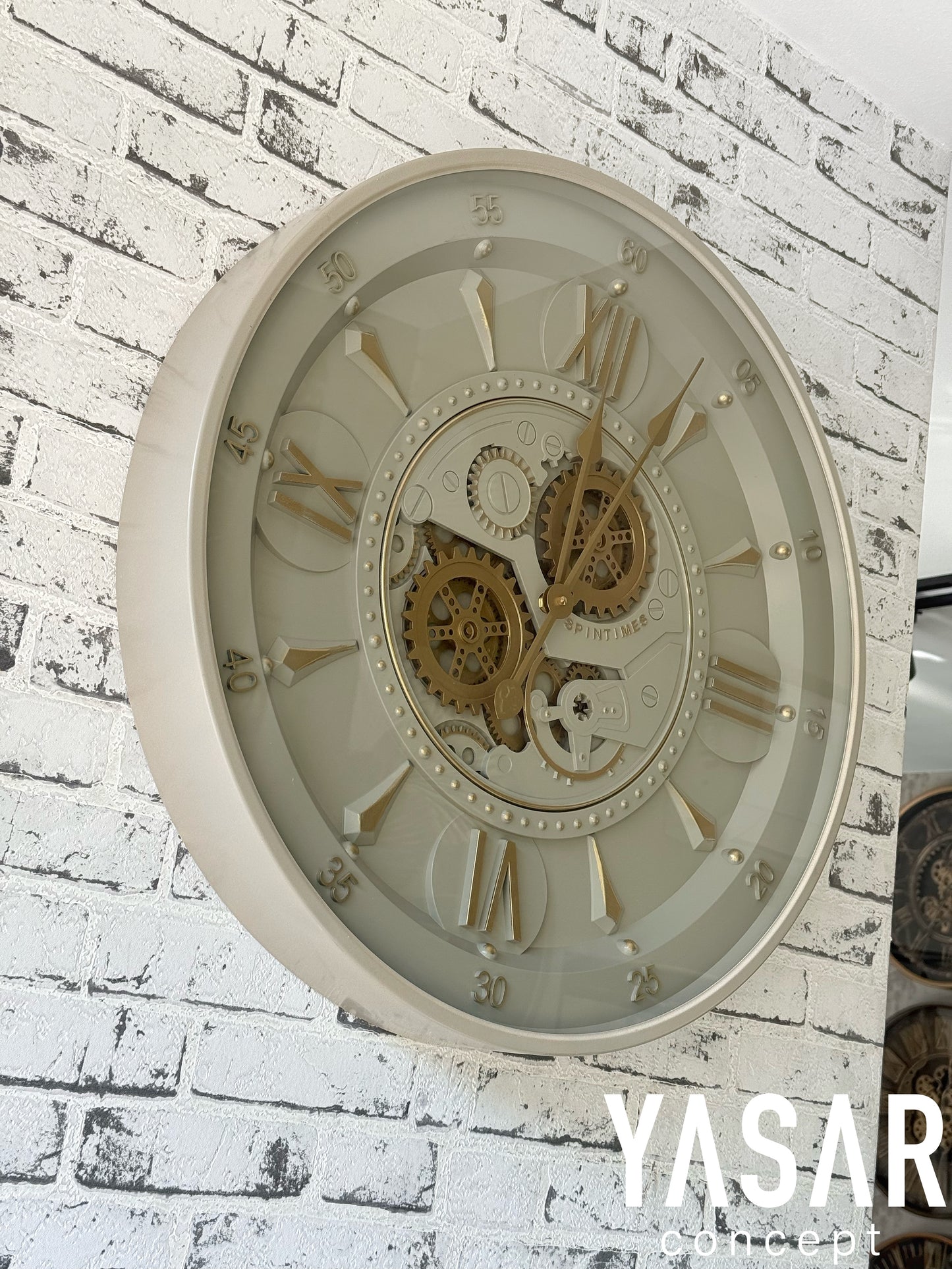 Carleton Metal Çarklı Duvar Saati Grej 60 Cm