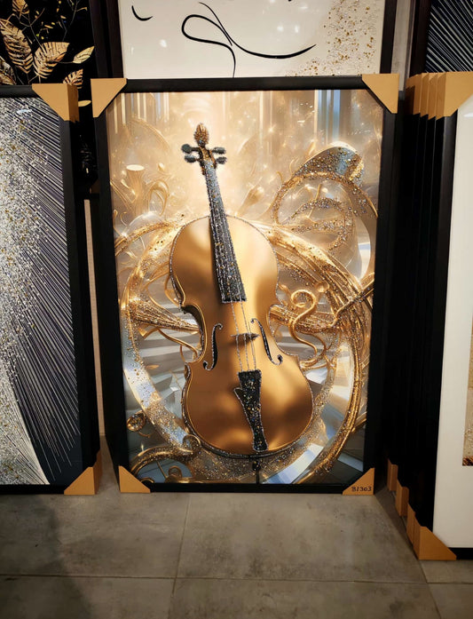 Violin Starlight Keman Kristal Epoksi Taşlı Reçine Tablo