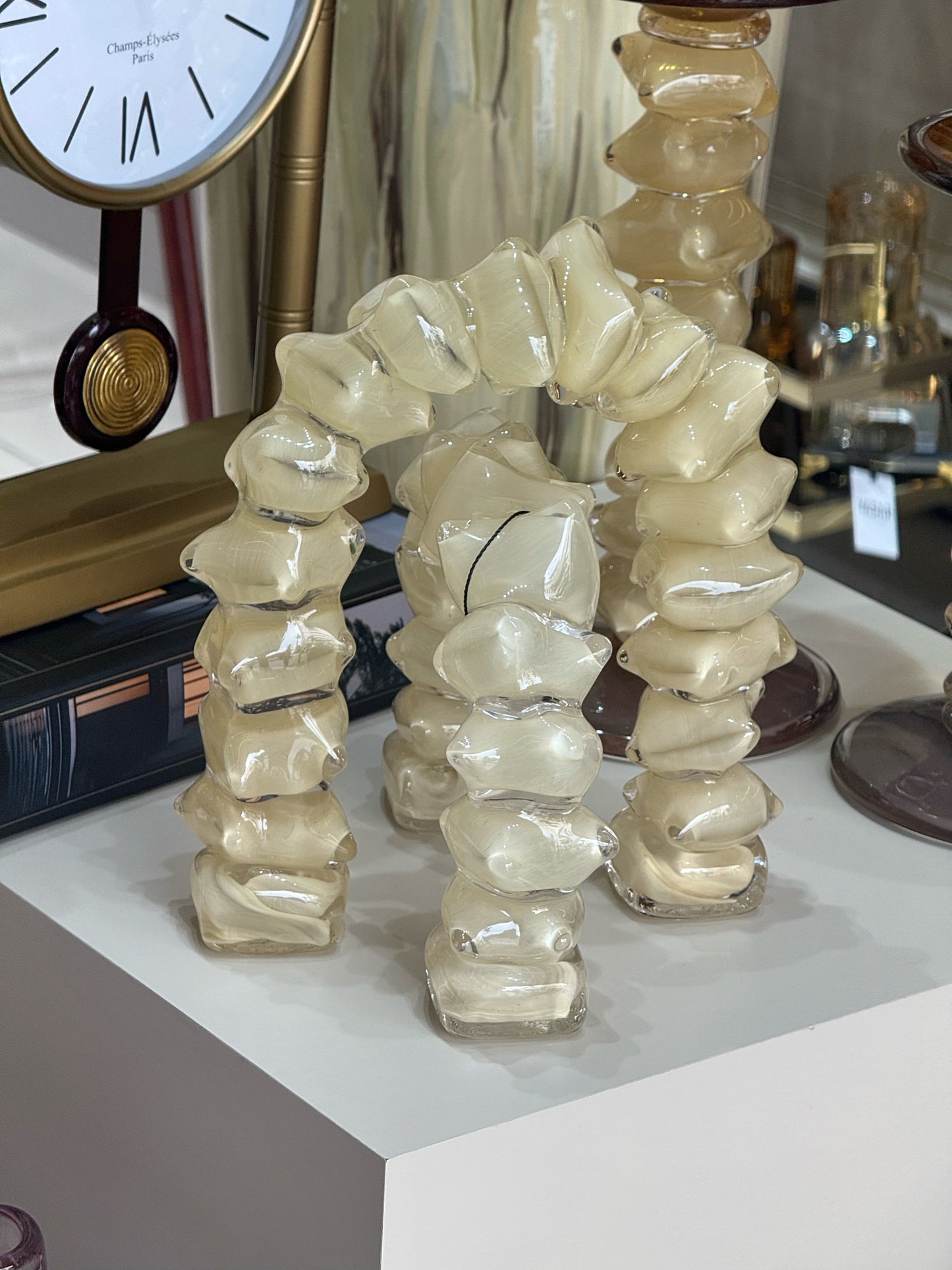 Formica Cam Dekoratif Obje Set Krem