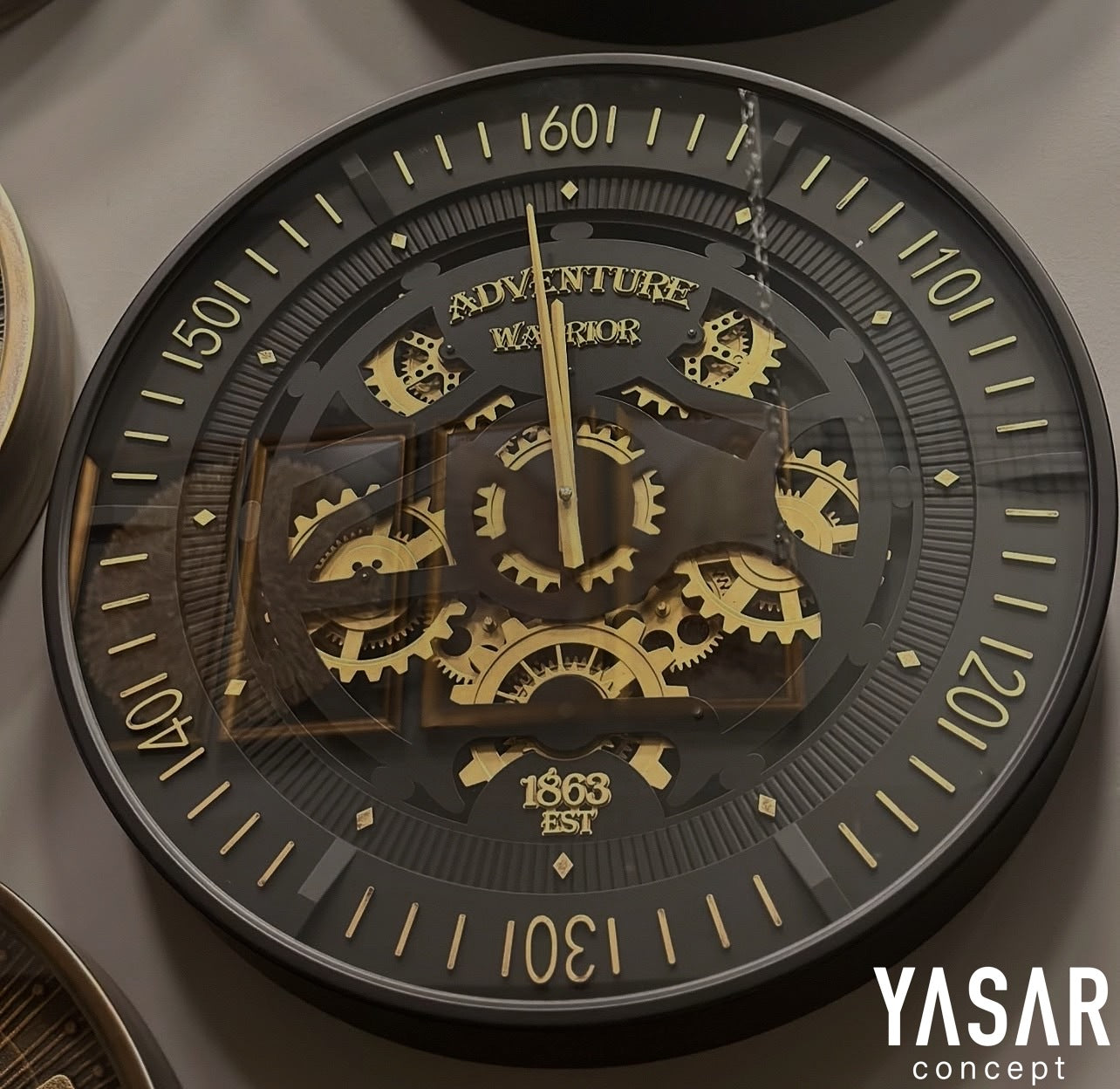 Adventure Metal Çarklı Duvar Saati Siyah 60 Cm