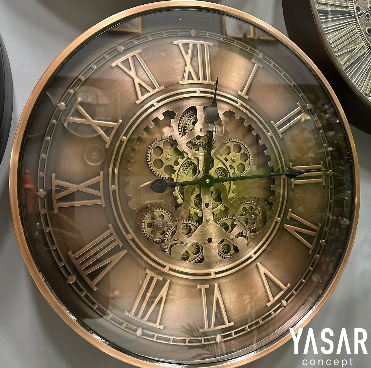 Gearlux Metal Çarklı Duvar Saati Rose 60 Cm