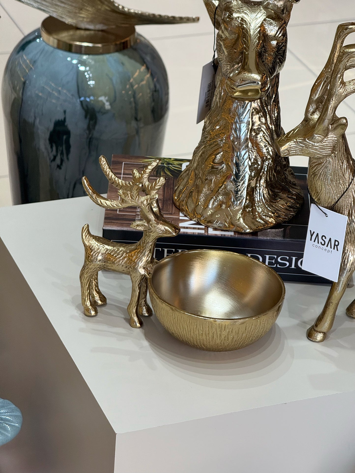 Luxcervo Geyik Detaylı Kase Çerezlik Gold