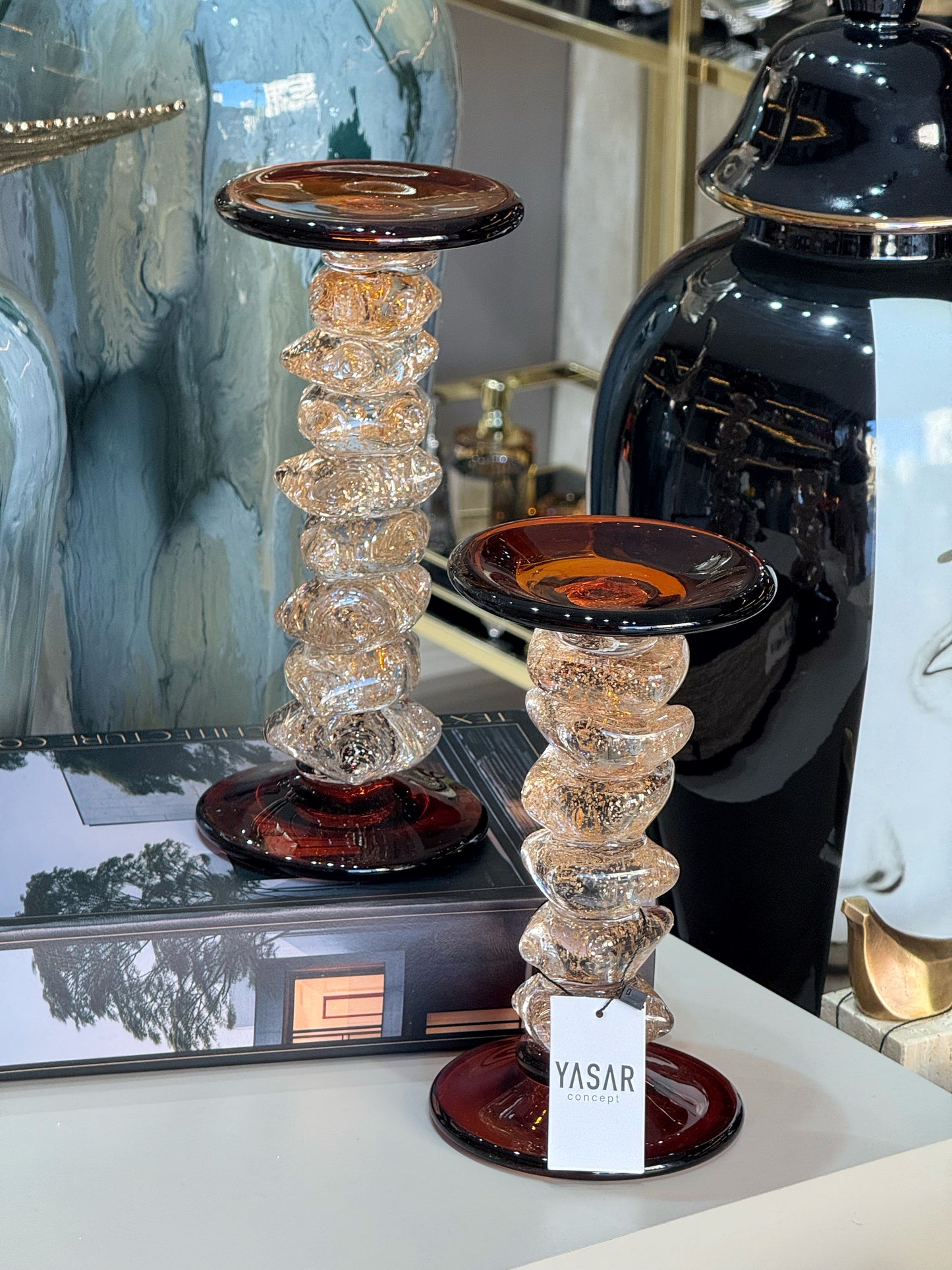 Formica Cam Mumluk Set Amber Simli