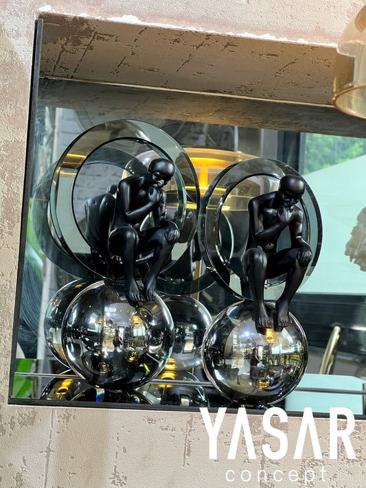 2'Li Kristal Düşünen Adam Dekoratif Obje