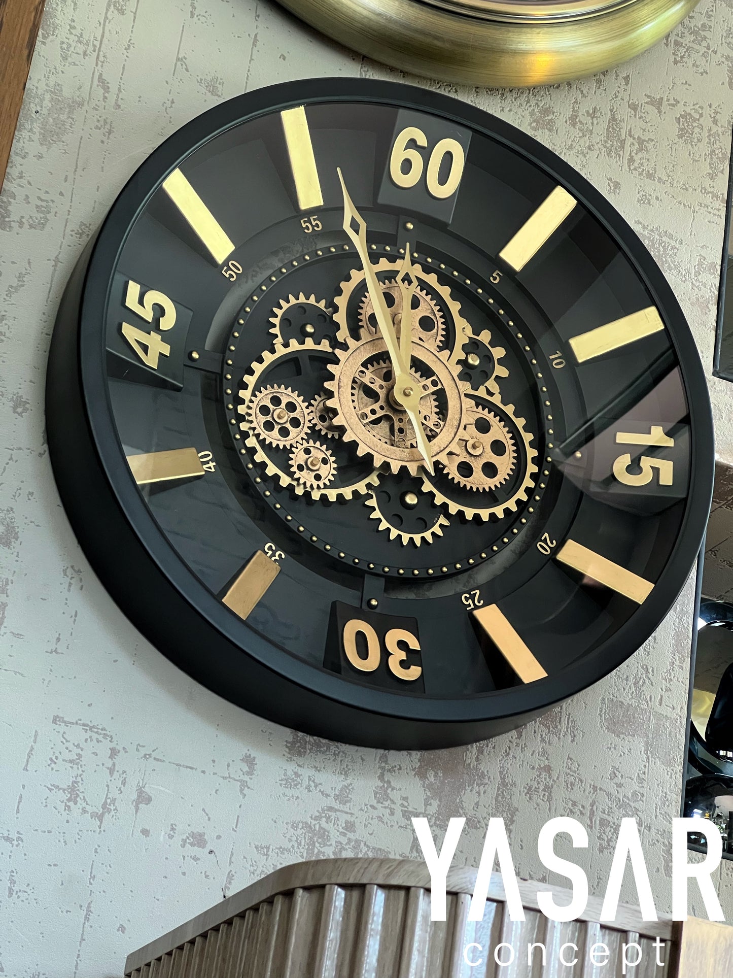 Mechavine Metal Çarklı Duvar Saati 46 Cm