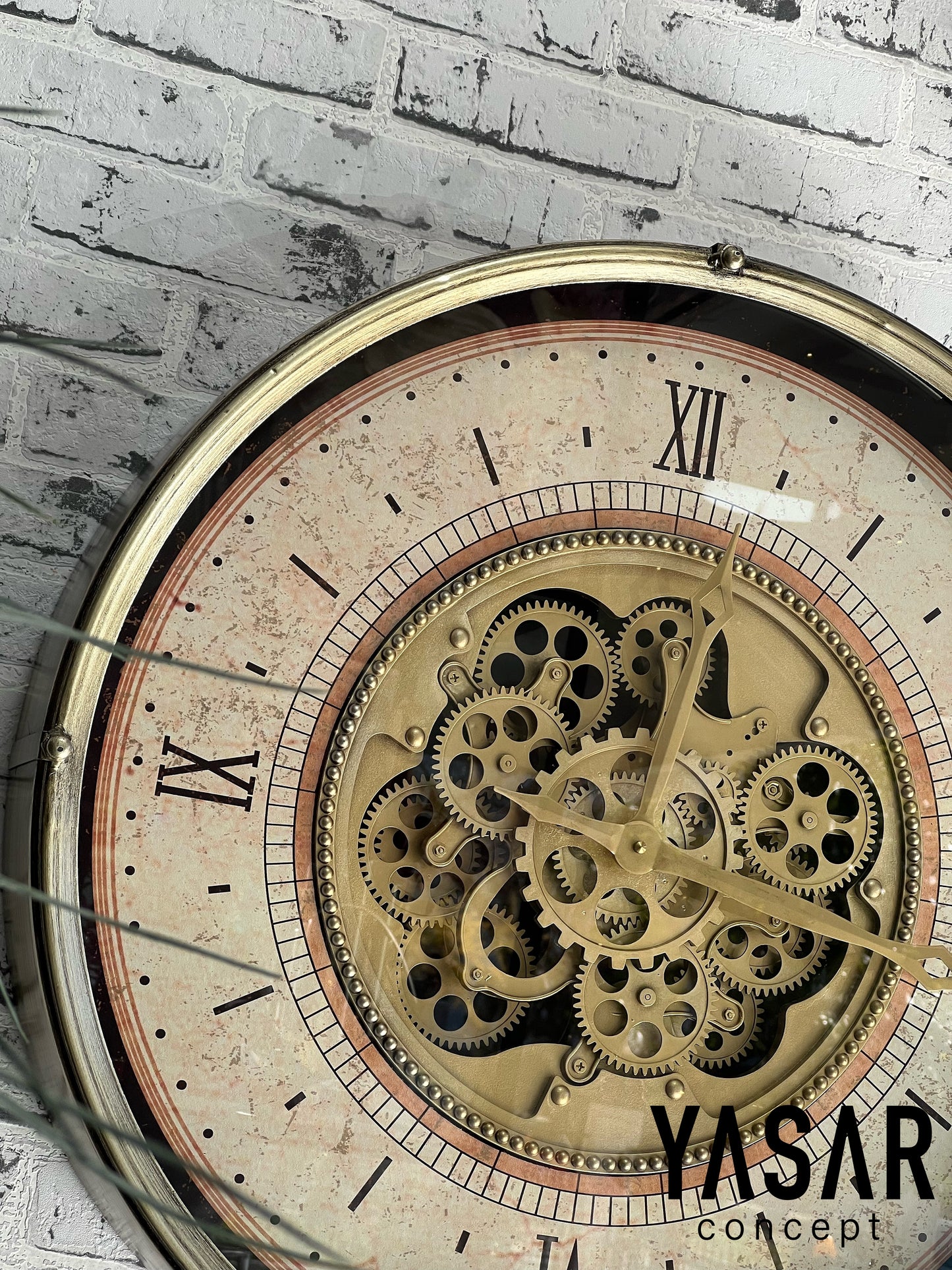 Chronowheel Metal Çarklı Duvar Saati Antik Gold 60 Cm