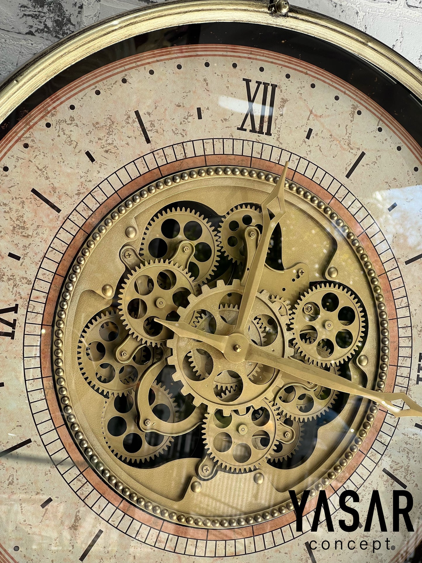 Chronowheel Metal Çarklı Duvar Saati Antik Gold 60 Cm