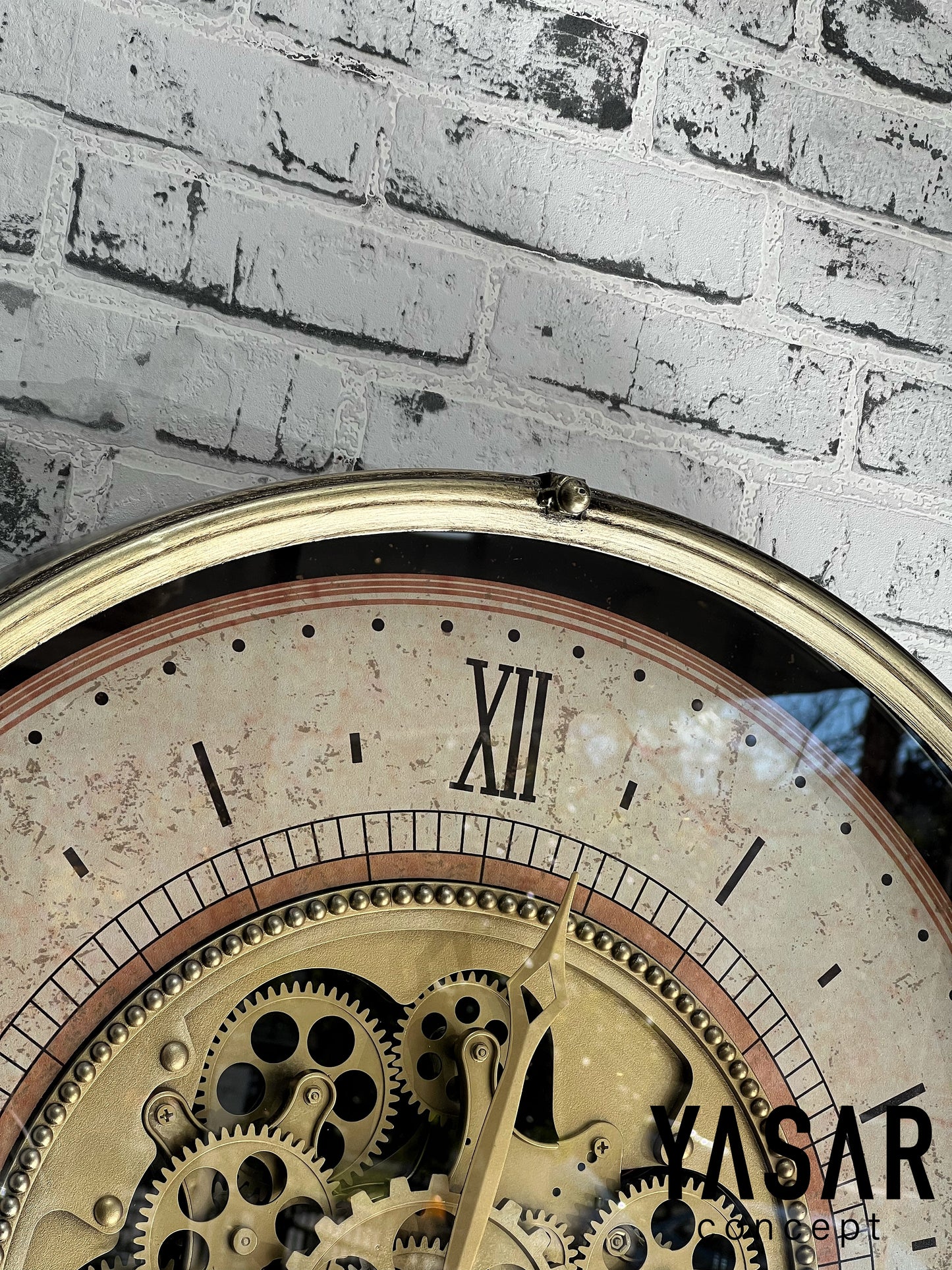 Chronowheel Metal Çarklı Duvar Saati Antik Gold 60 Cm