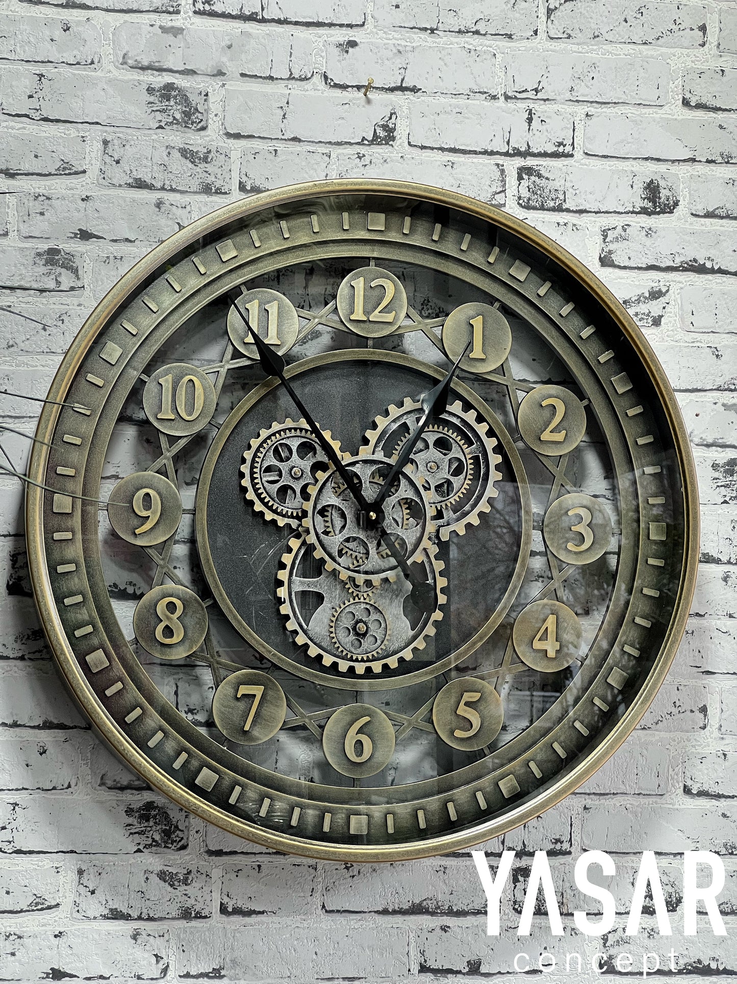 Gearium Metal Çarklı Duvar Saati 60 Cm