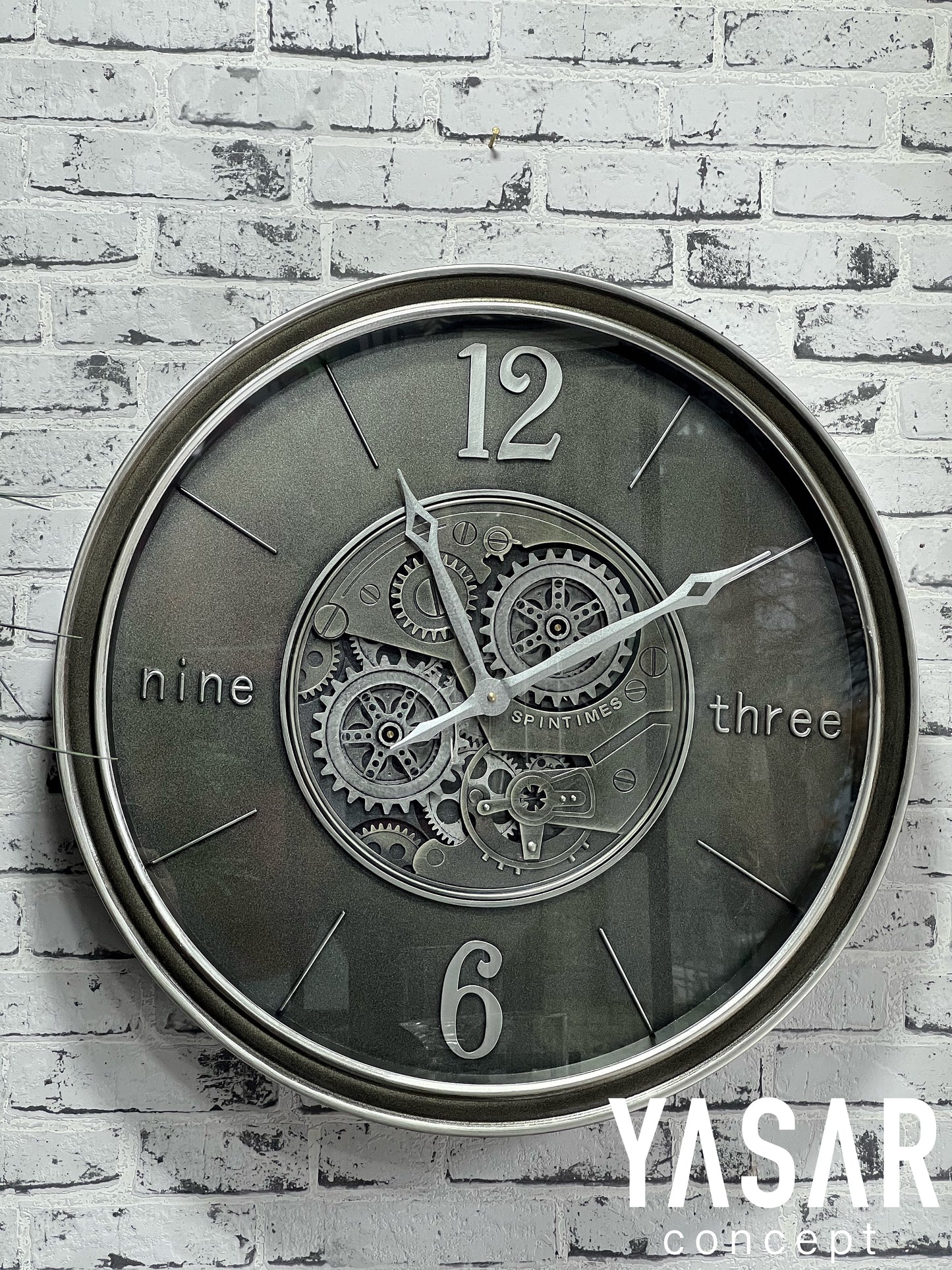 TriNove Metal Çarklı Duvar Saati 60 Cm