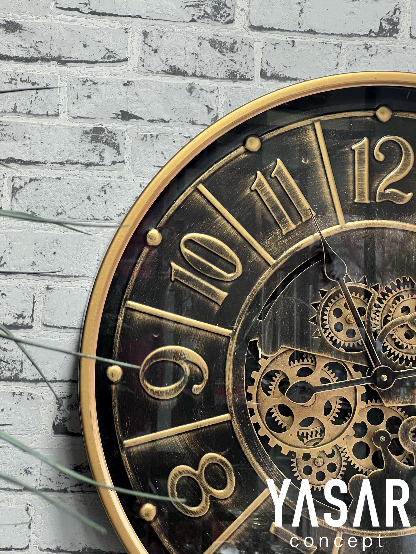 Rustora Metal Çarklı Duvar Saati 60 Cm