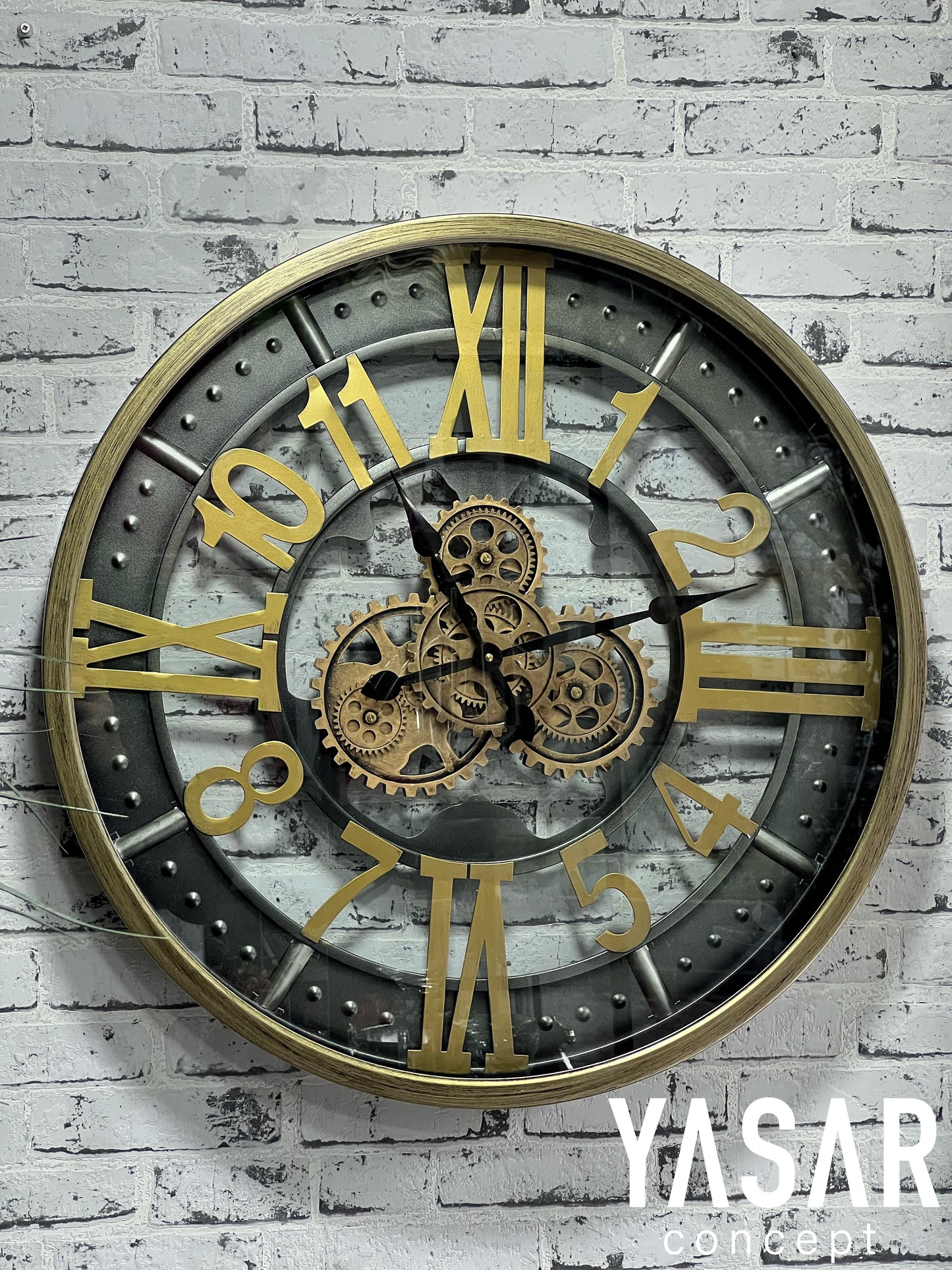 Clokron Metal Çarklı Duvar Saati 66 Cm