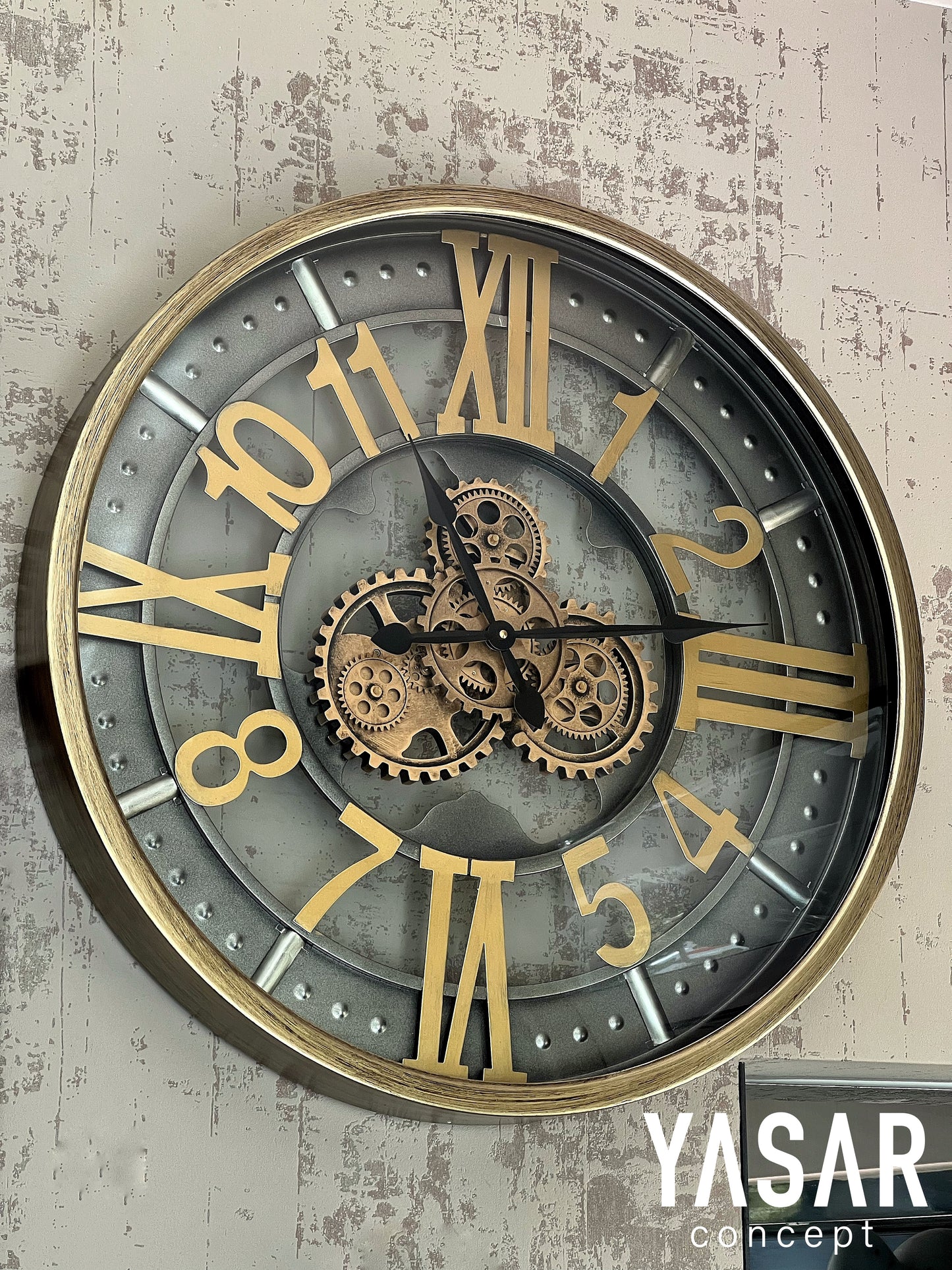 Clokron Metal Çarklı Duvar Saati 66 Cm