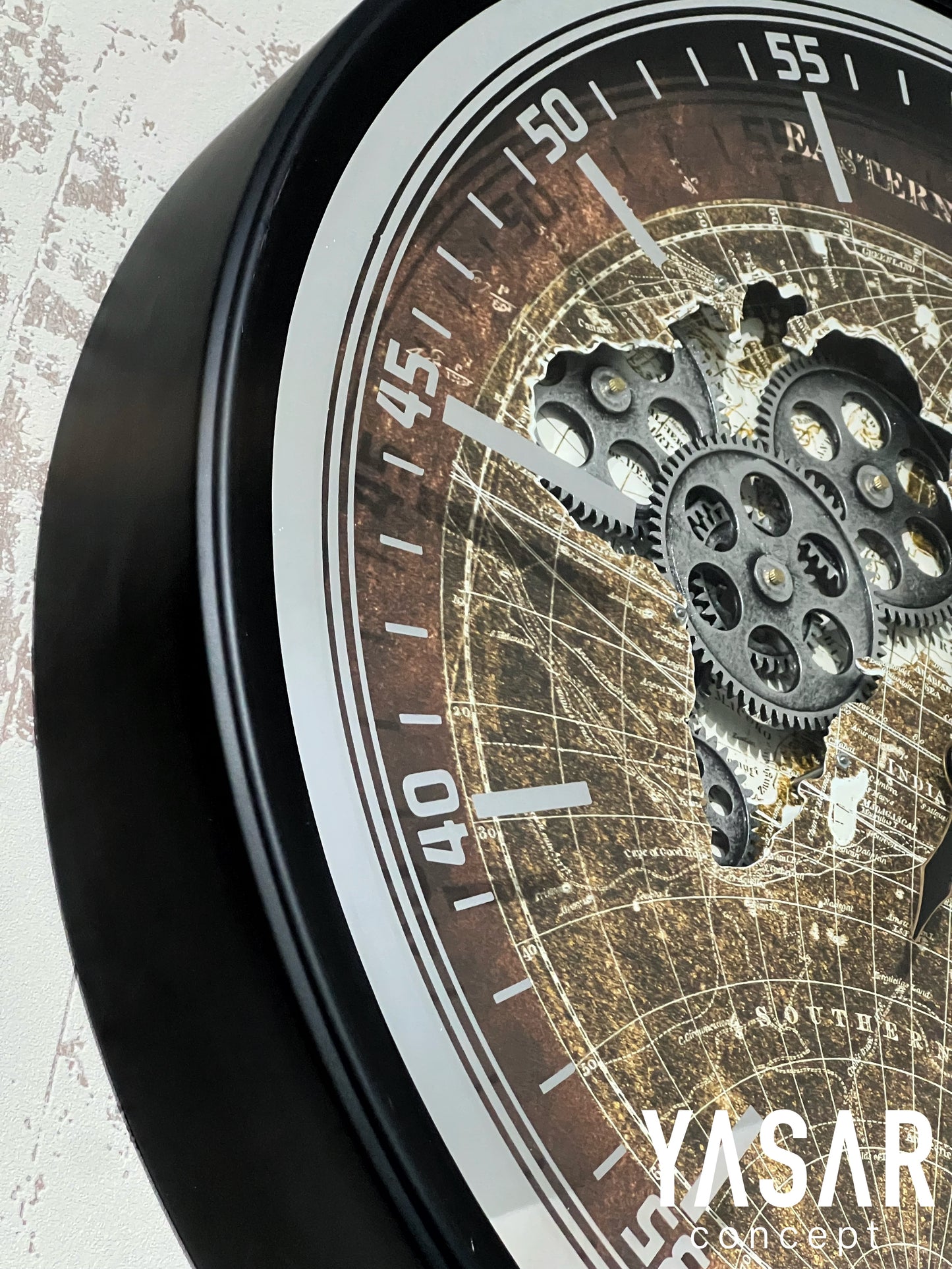 Globetime Dünya Haritalı Metal Çarklı Duvar Saati 60 Cm