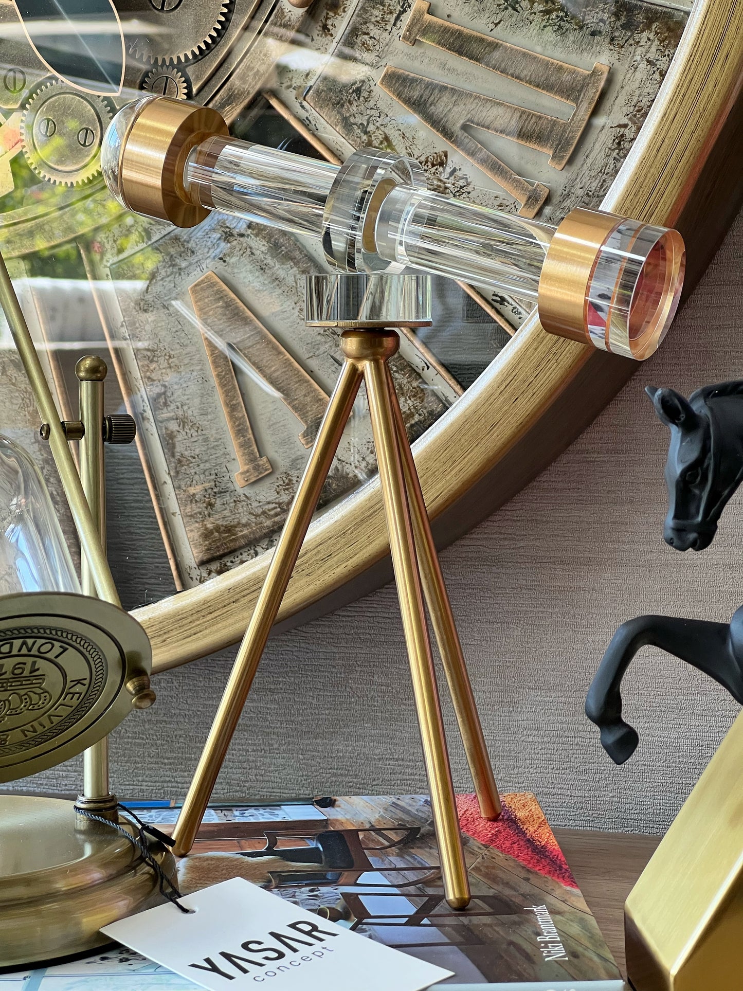 Vitrascope Metal Kristal Dekoratif Dürbün Obje