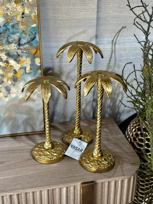 3'Lü Palmarin Palmiye Mumluk Gold