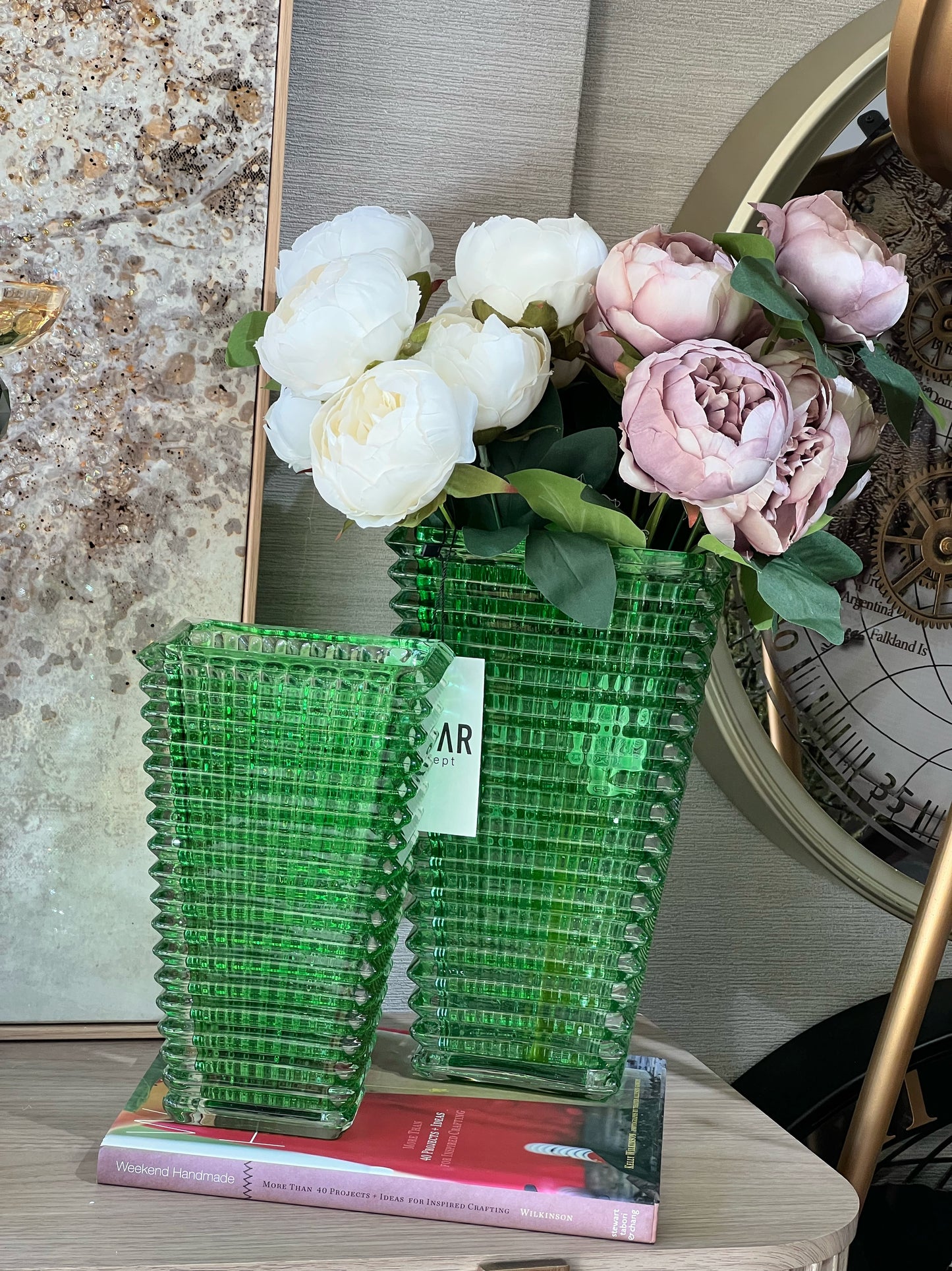 Bacara Cam Vazo Yeşil Set