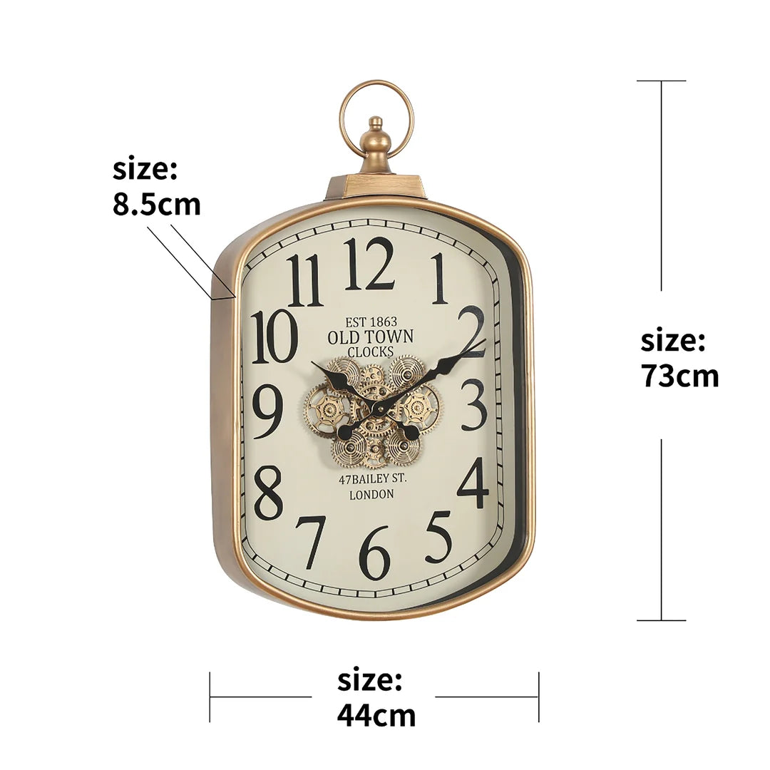 Bailey Metal Çarklı Duvar Saati 44x73 Cm