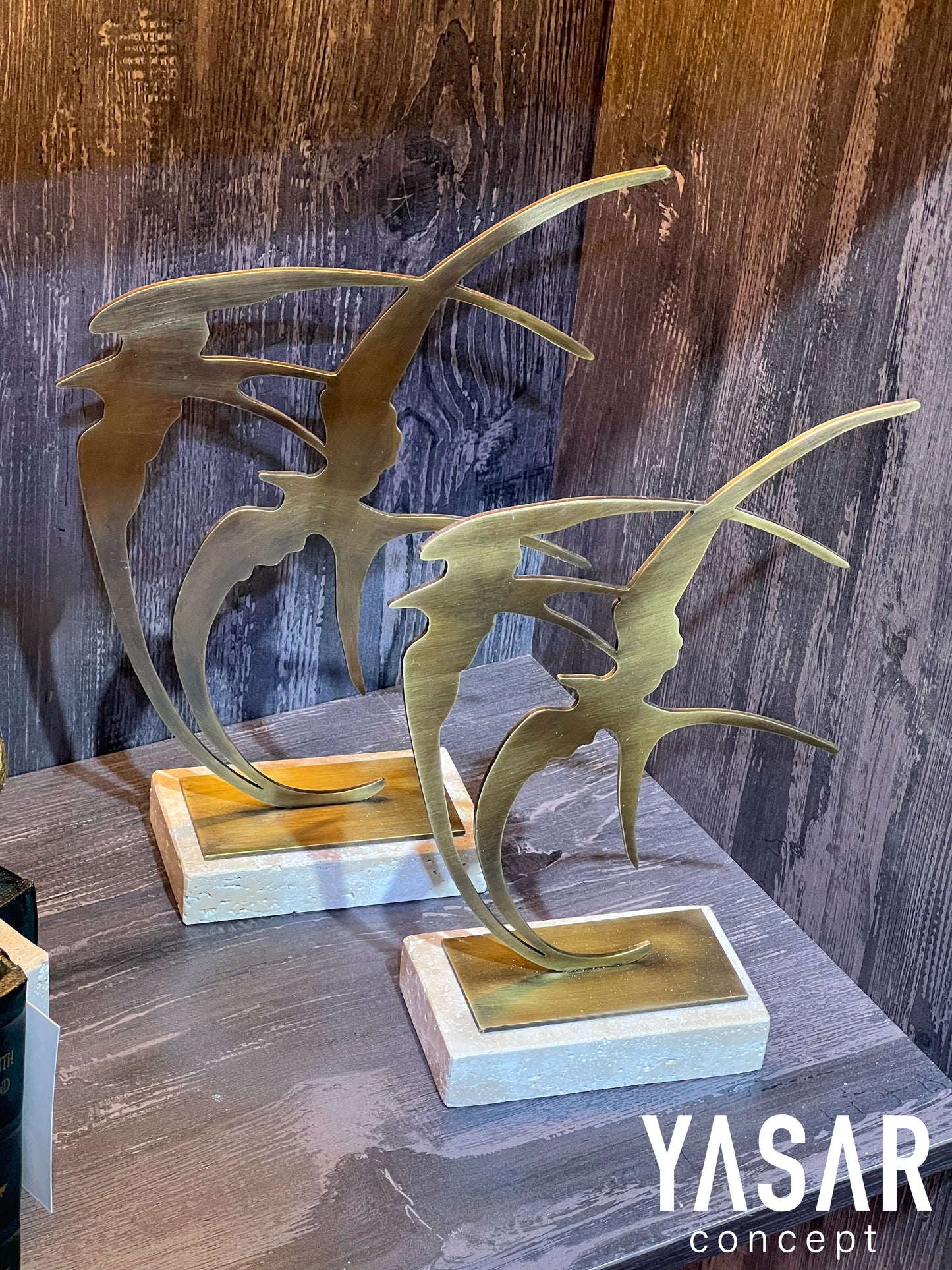 Freedom Dekoratif Kırlagıç Kuşu Obje Set Traverten Mermer