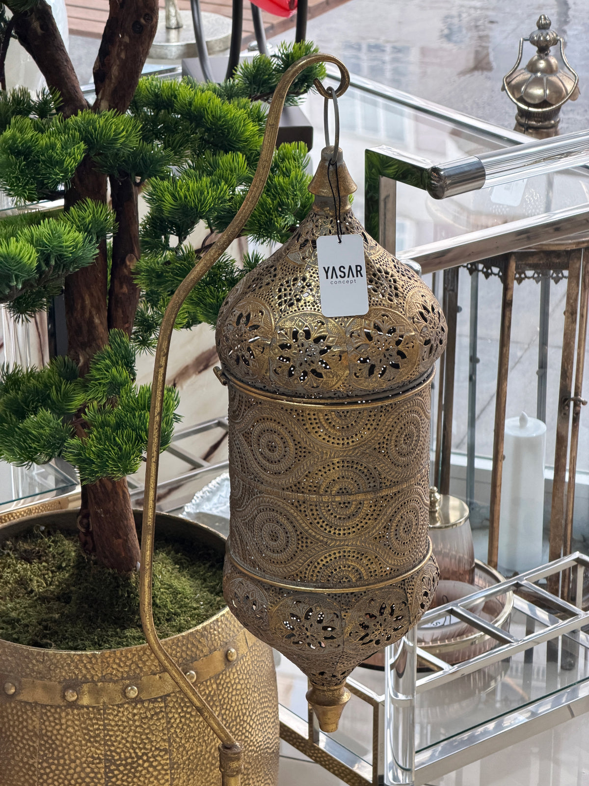 Ornamental Metal Ayaklı Yer Feneri Set