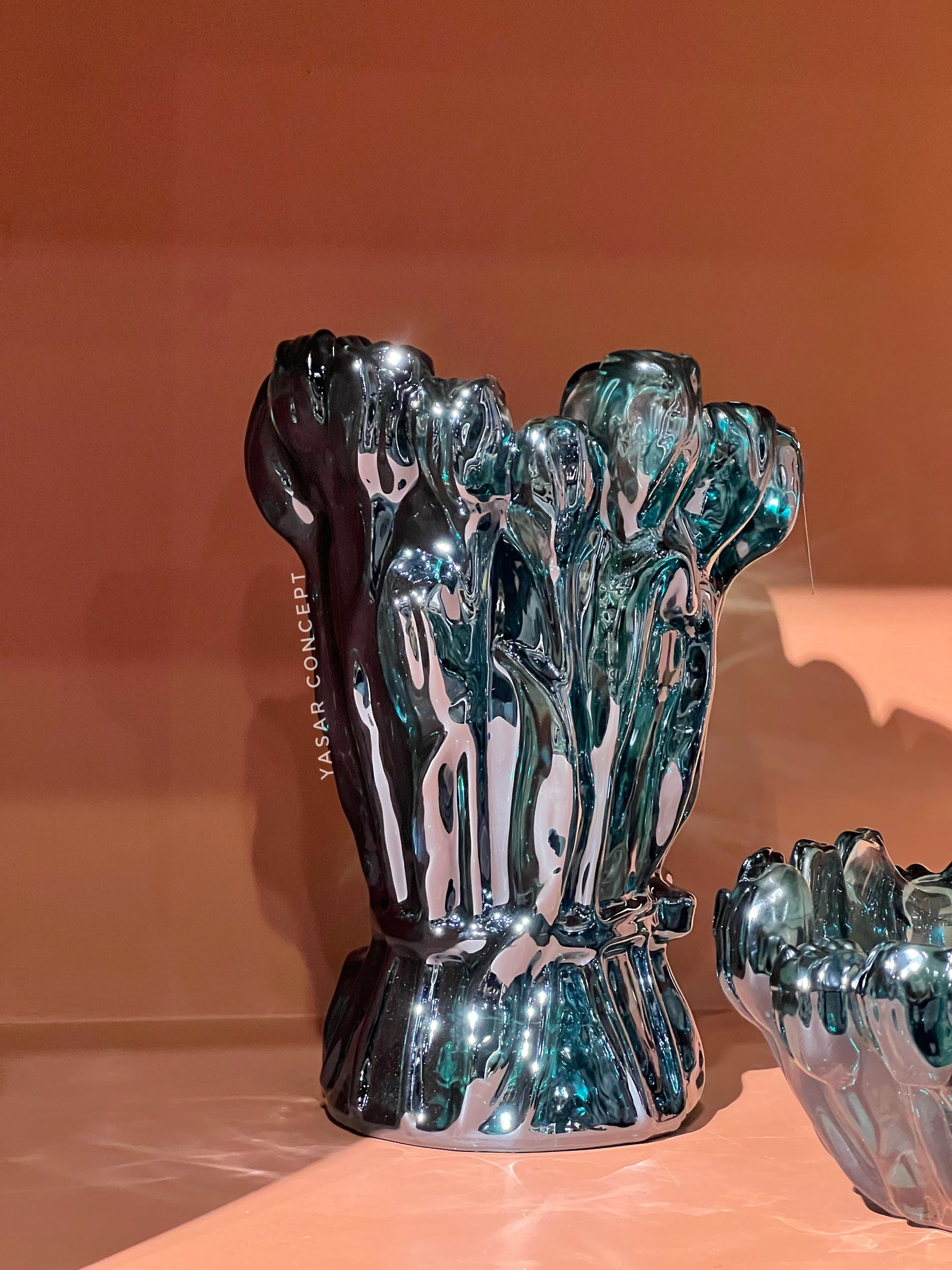 Frost Veil Petrol Yeşili Cam Vazo