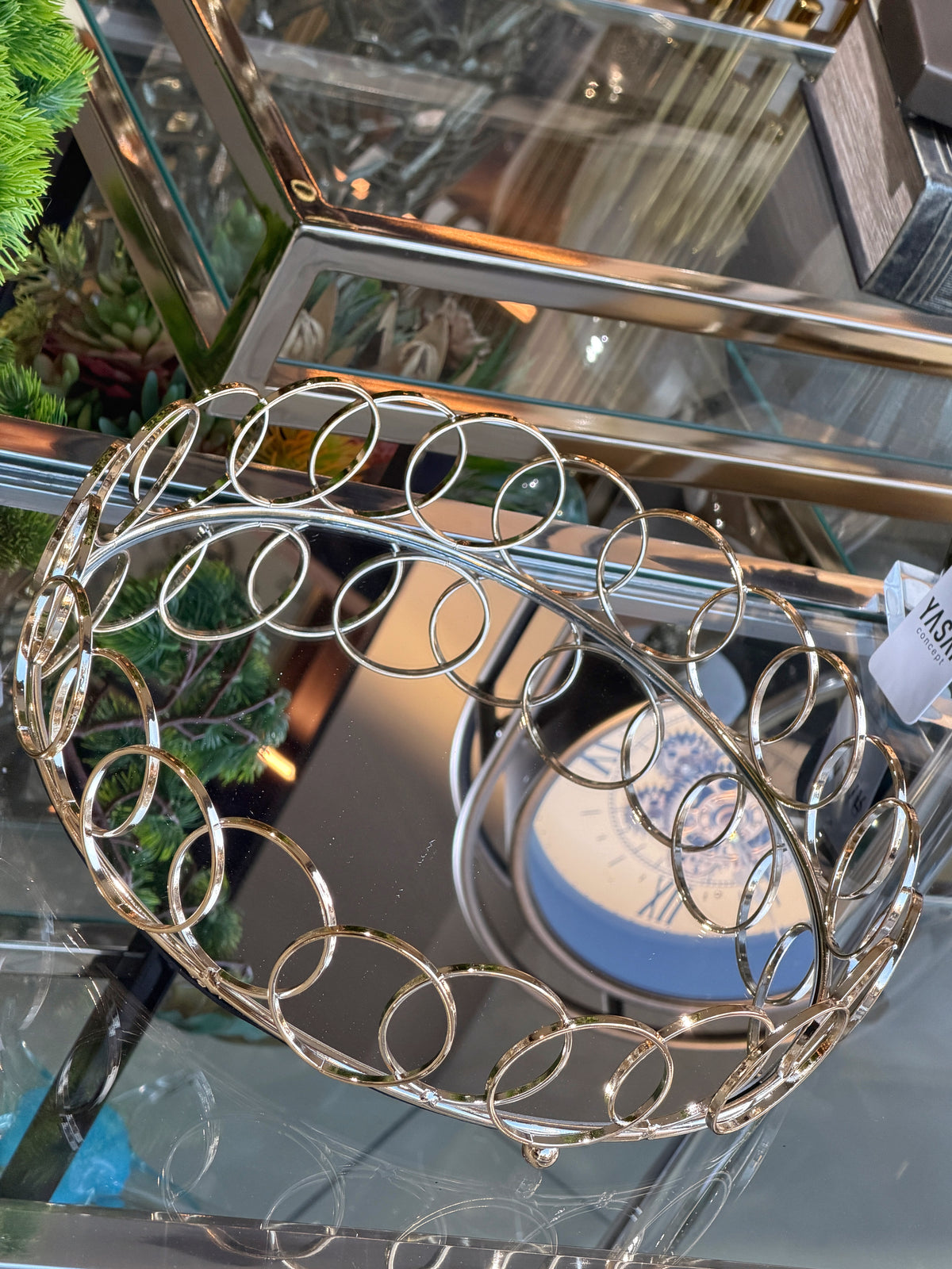 Couronne Metal Aynalı Tepsi Gold 37 Cm