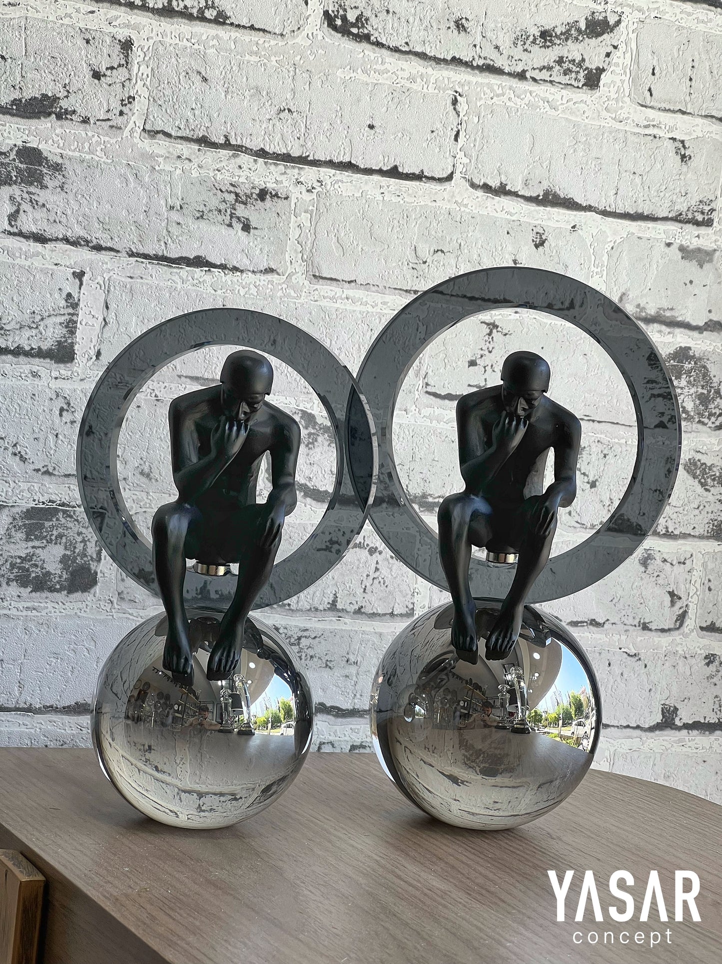 2'Li Kristal Düşünen Adam Dekoratif Obje