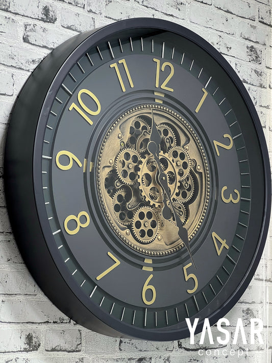 Ticcarno Metal Çarklı Duvar Saati 66 Cm Antrasit