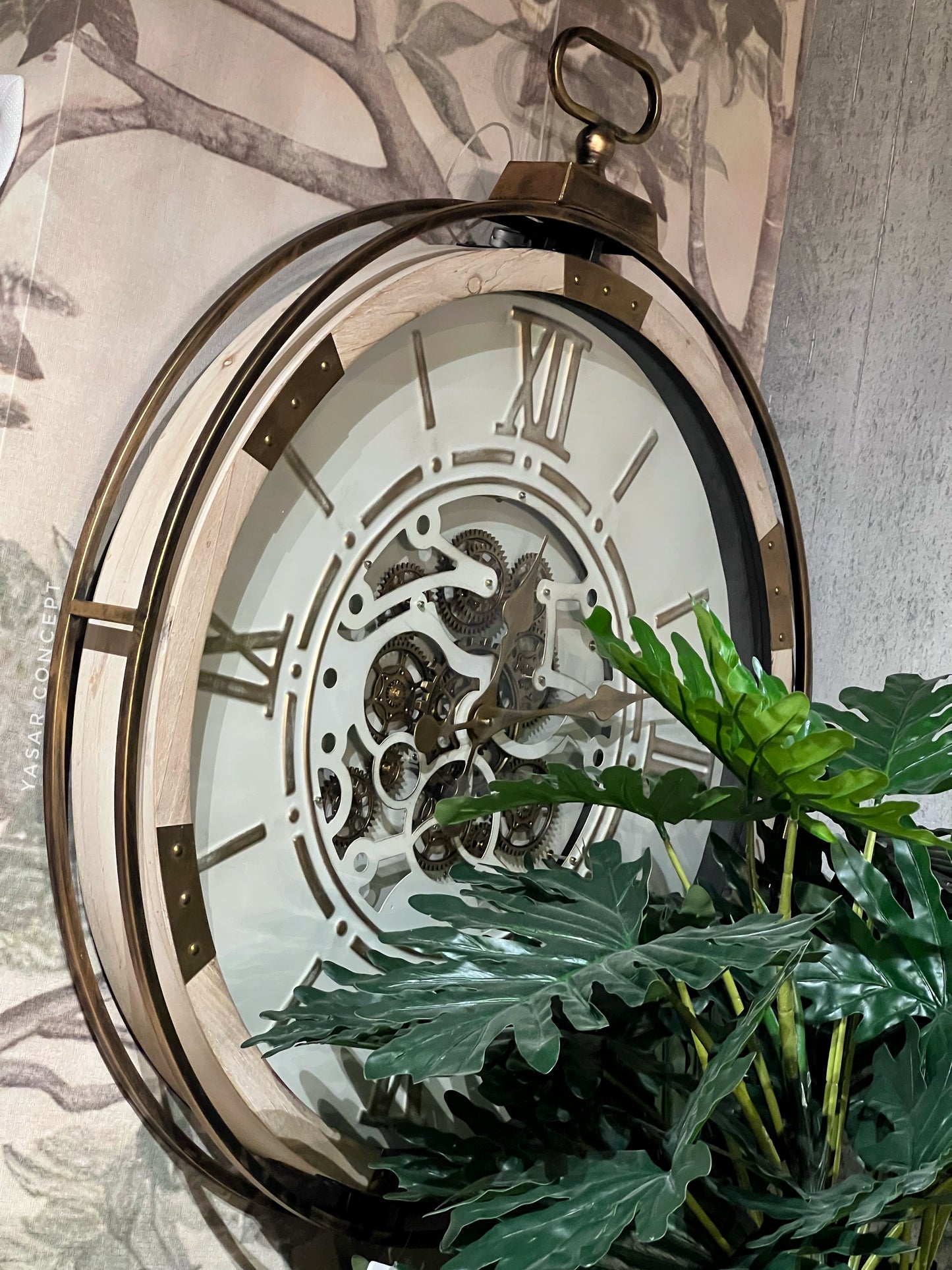 Chronos Ahşap Metal Çarklı Duvar Saati 74x88 Cm