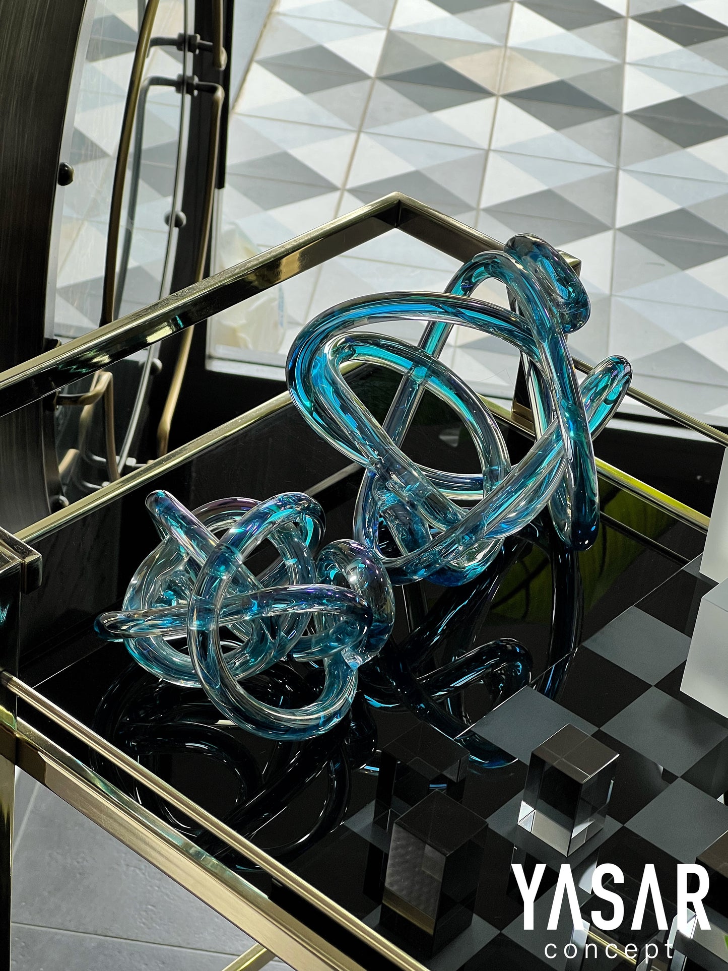 2'Li Mega Cam Düğüm Halat Dekor Mavi