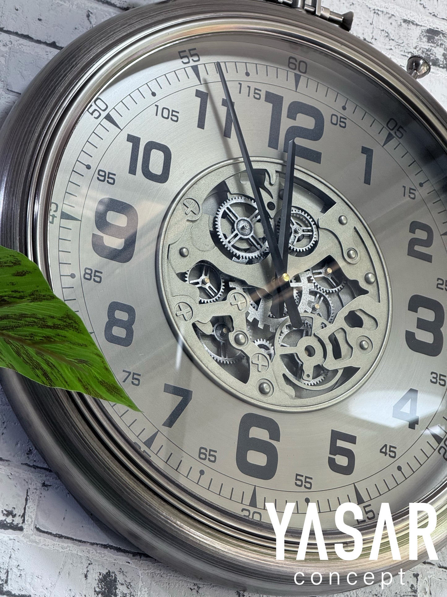 Chronovia Metal Çarklı Duvar Saati Gümüş 60 Cm