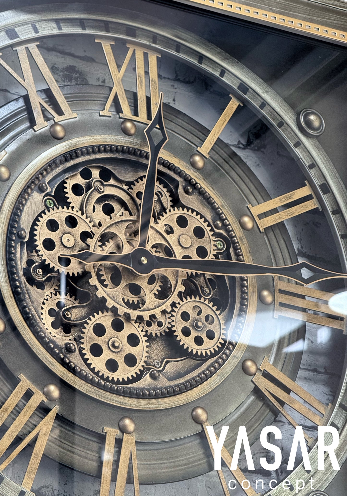 Metallune Metal Çarklı Duvar Saati 60 Cm
