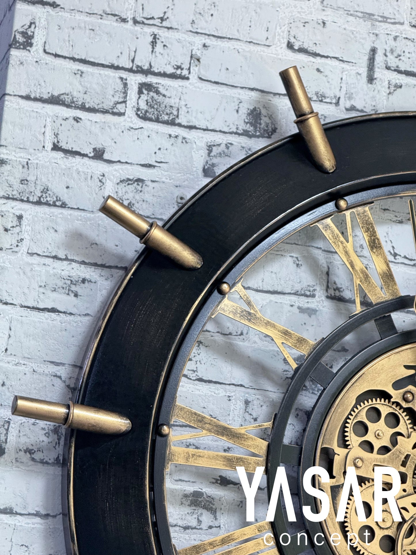 Ocearion Metal Çarklı Duvar Saati 93 Cm